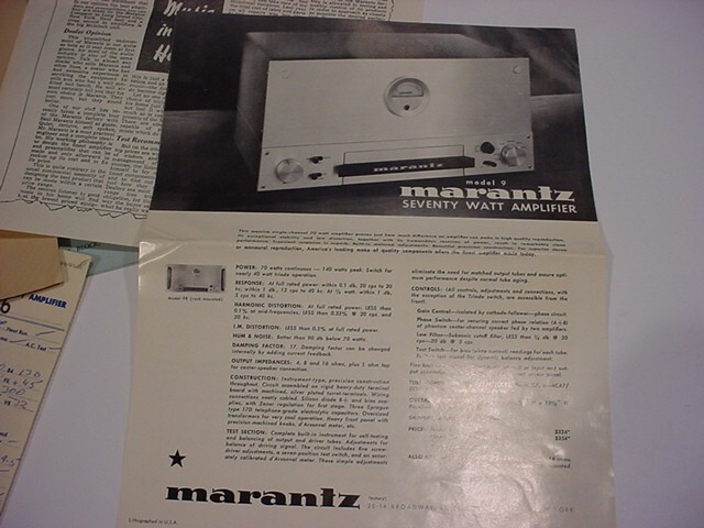 WOW! MARANTZ MODEL 9 factory parts and literature,instruction manual,MORE+++