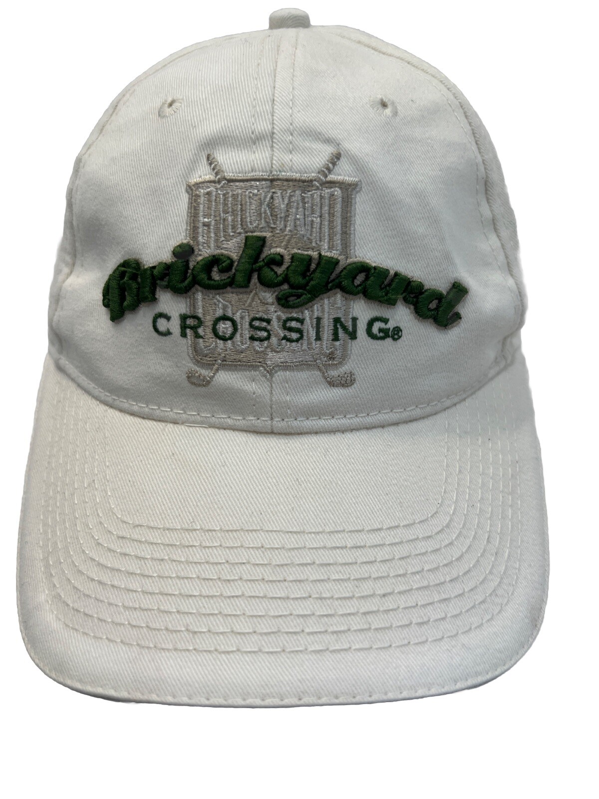 Brickyard Crossing Golf Club Hat Cap Ivory w Green Indy Speedway Authentic EUC
