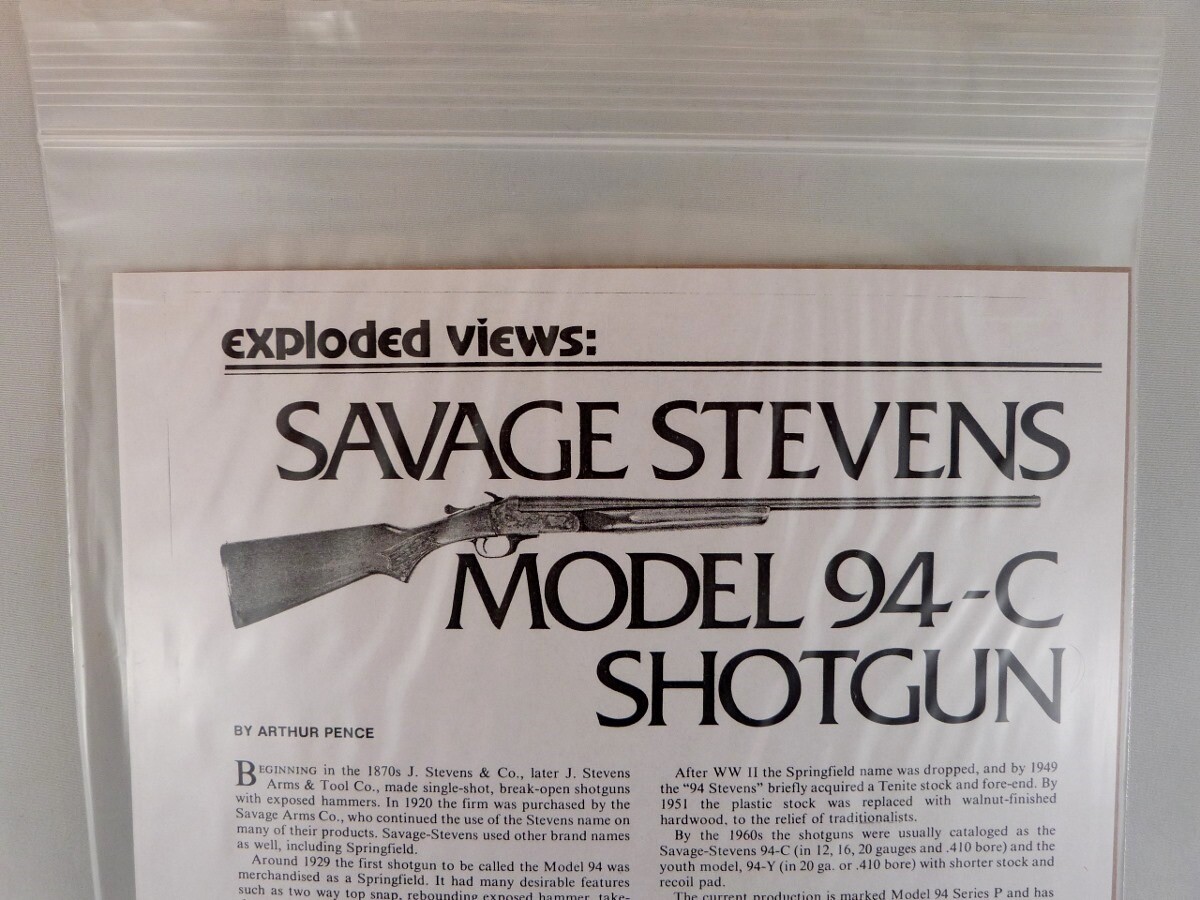 SAVAGE STEVENS MODEL 94-C SHOTGUN BREAK DOWN INSTRUCTION KIT b