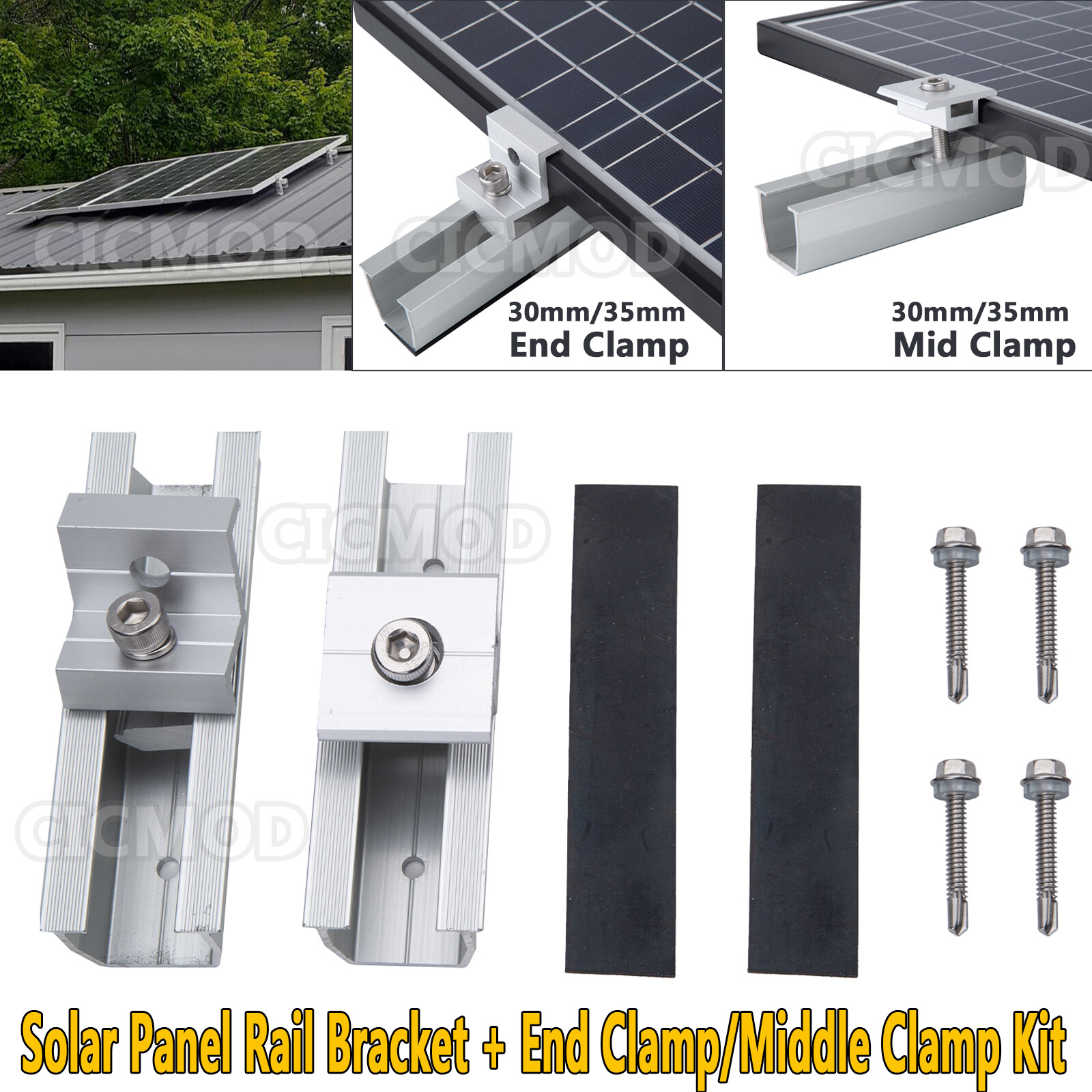 Universal Solar Panel Roof Mounts Brackets Kit for 1-4 Pcs Solar Panels Mounting