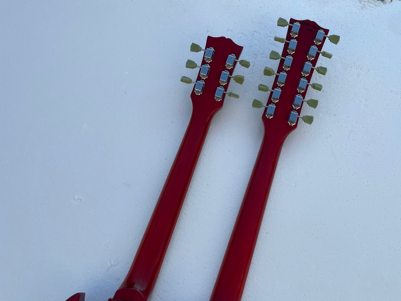 Double Neck 6 & 12 String Electric Guitar Bone Nut Glossy Finished Solid Body