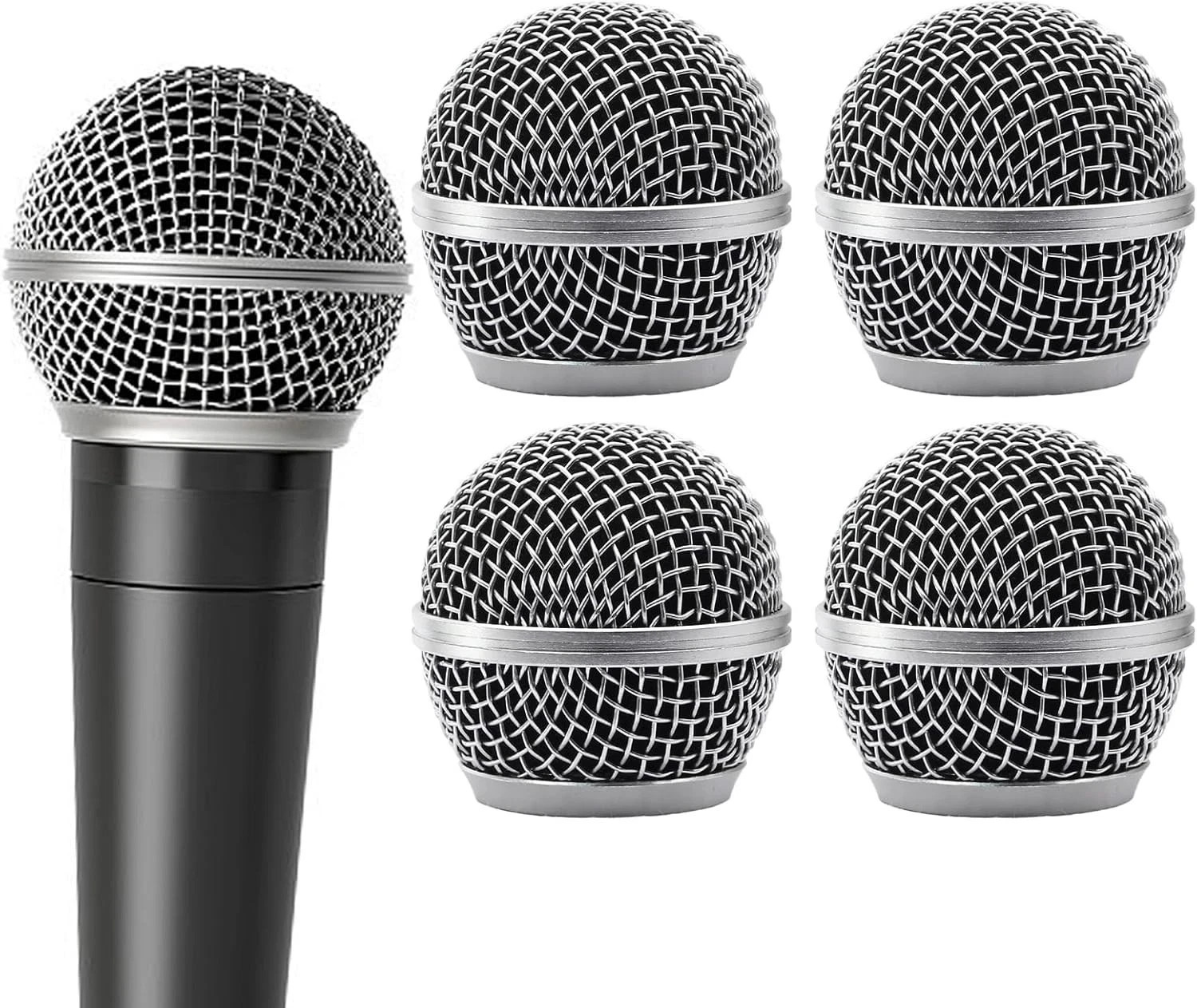 4 Pack SM58 Microphone Head Replacement Standard Size Grille Mic Replacement wit