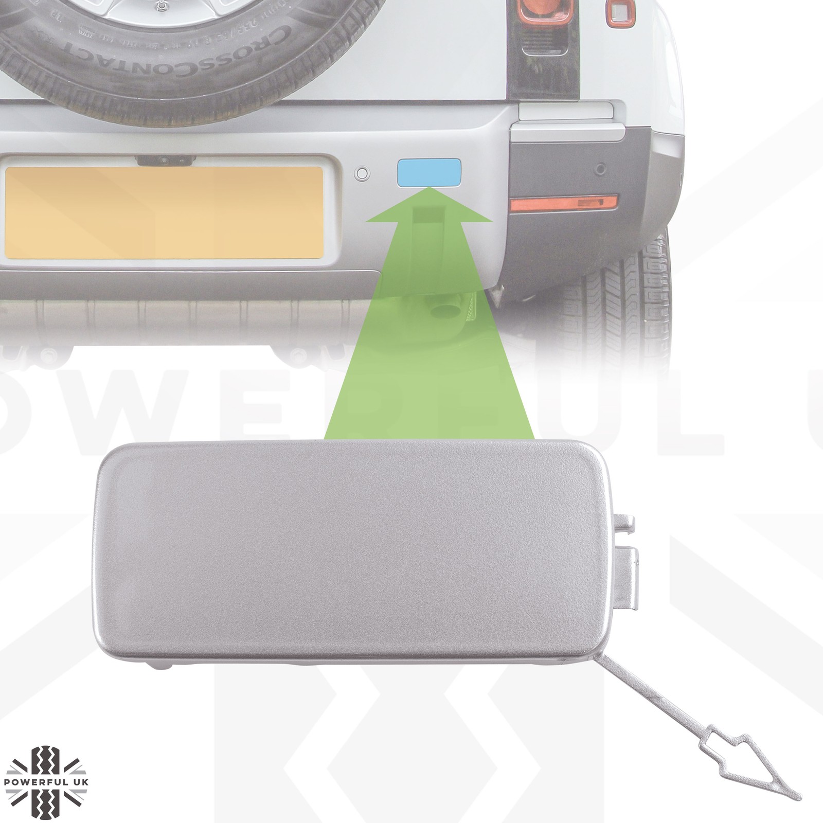 Right Tow Eye Blanking Plate in Silver for Land Rover Defender L663 RH Insert