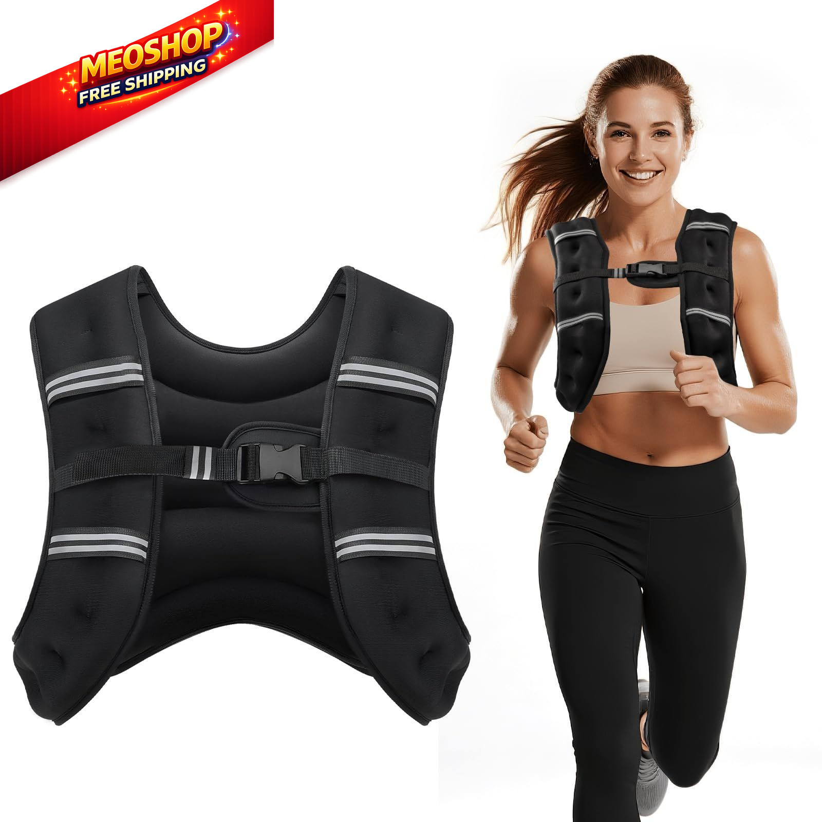 Cavry Weighted Vest, 8lb/12lb/16lb/20lb/25lb/30lb Weight Vest 8 LB, Black