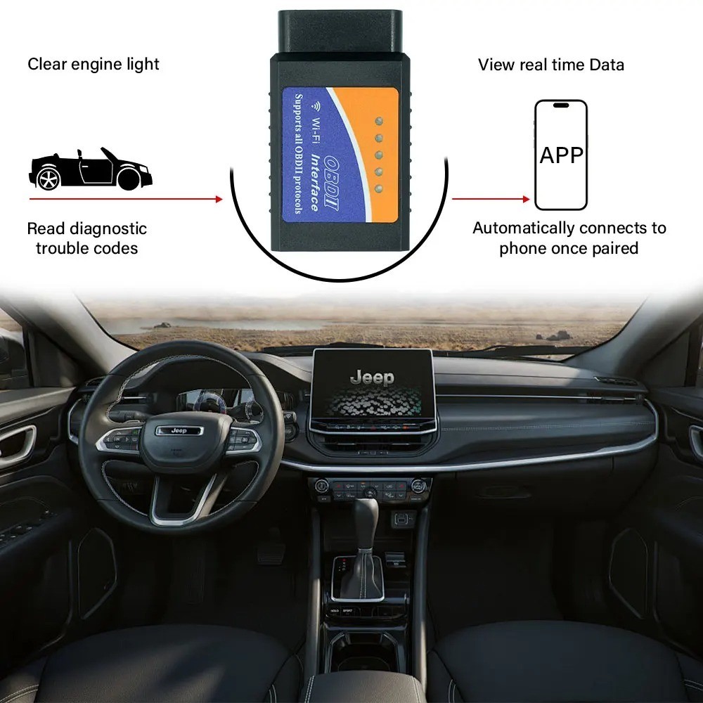 OBD2 Scanner ELM327 V1.5 WiFi Bluetooth Diagnostic Code Reader
