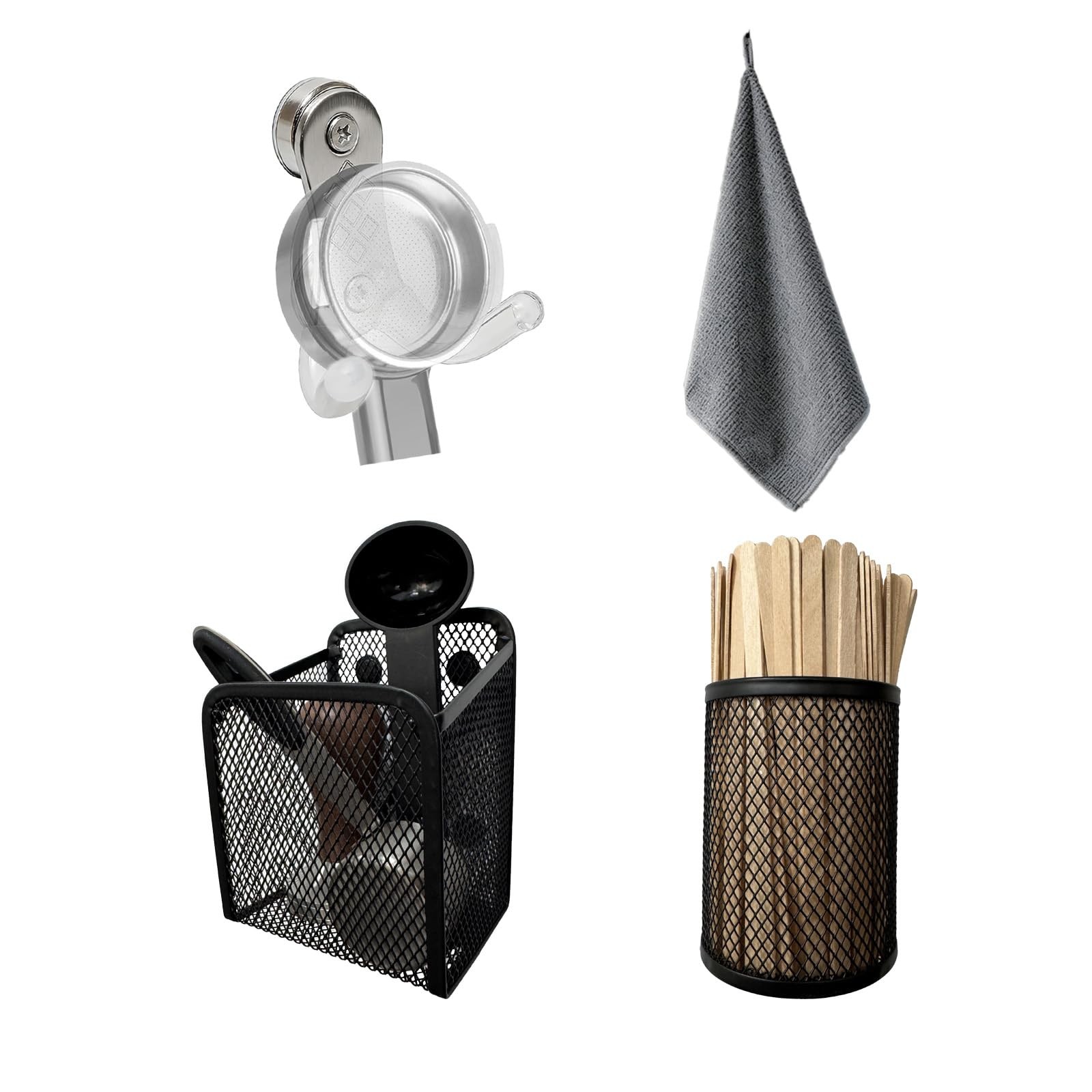 4-in-1 Coffee Bar Accessories Set, Magnetic Portafilter Holder, Barista Towel...