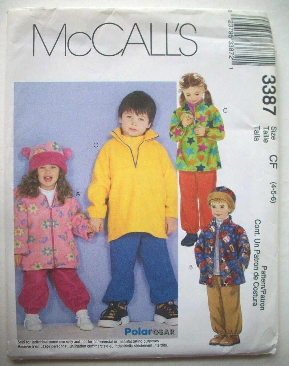Toddler jacket pullover tops Pattern 3387 size 4 5 6  uncut