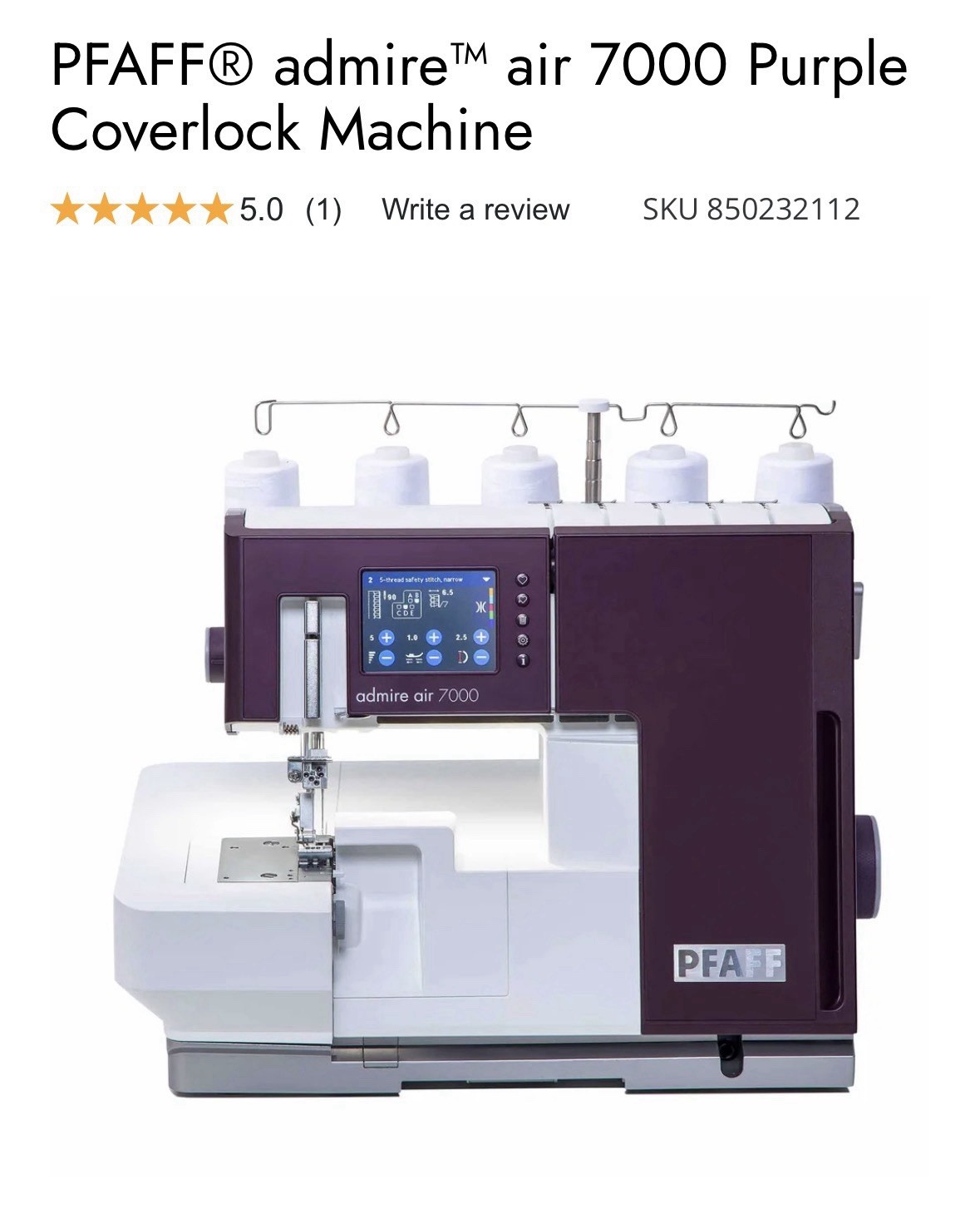 Pfaff Admire Air 7000 Purple Coverlock Machine Brand New