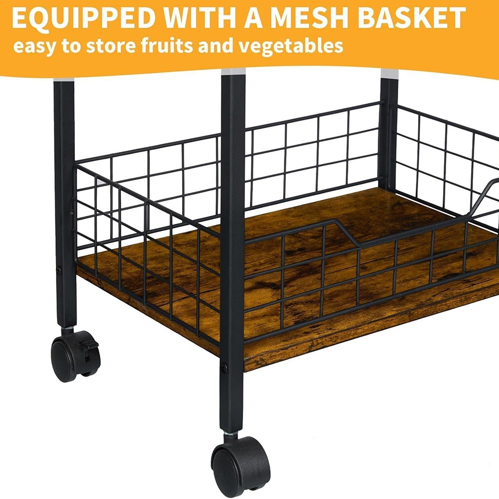 3-Tier Metal Storage Rack w/ Wheels Kitchen Carts Shelving Unit Rolling Shelf US