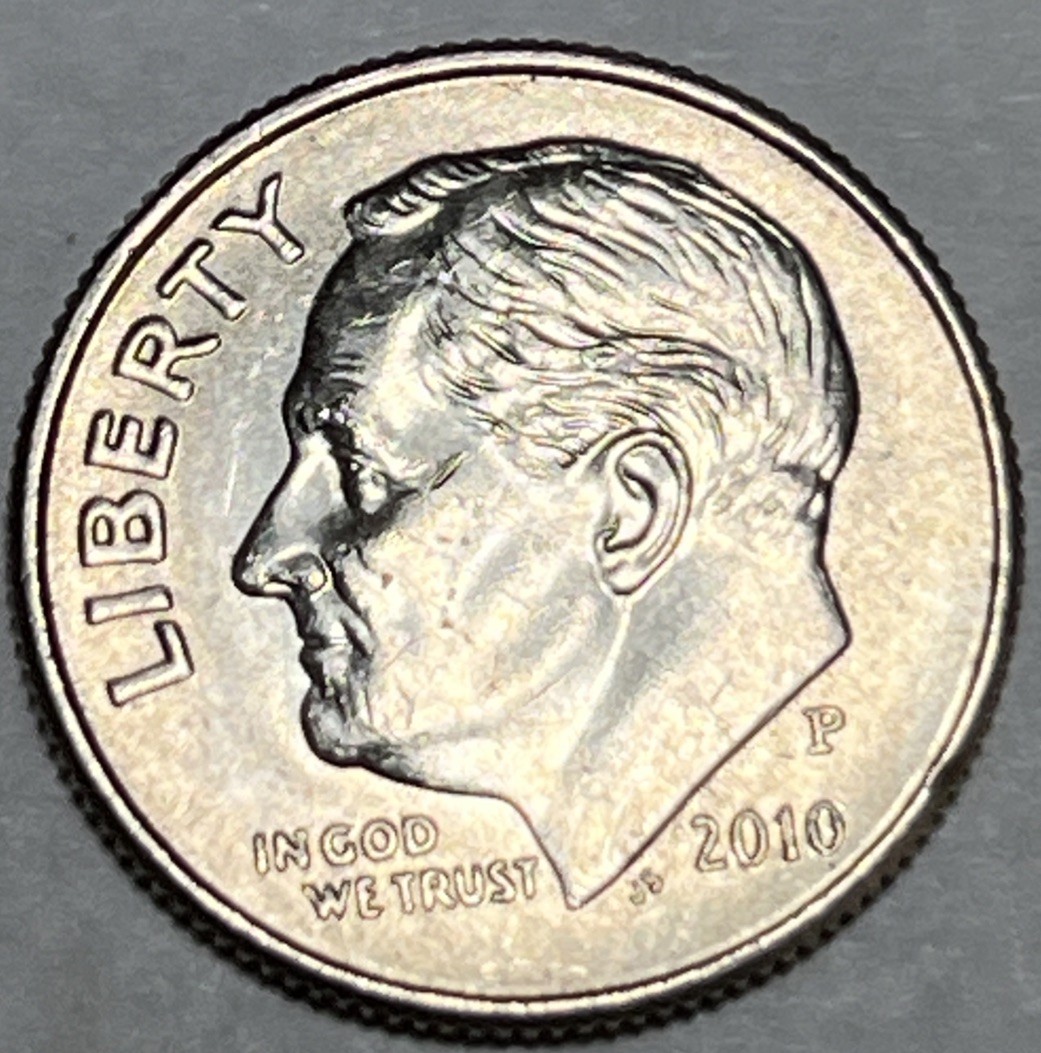 2010 P Roosevelt Dime Errors Die Cracks Around Eye