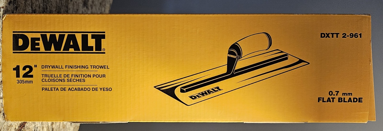 DEWALT 12" Drywall Finishing Trowel DXTT 2-961, Flat Blade 0.7mm, New In Box
