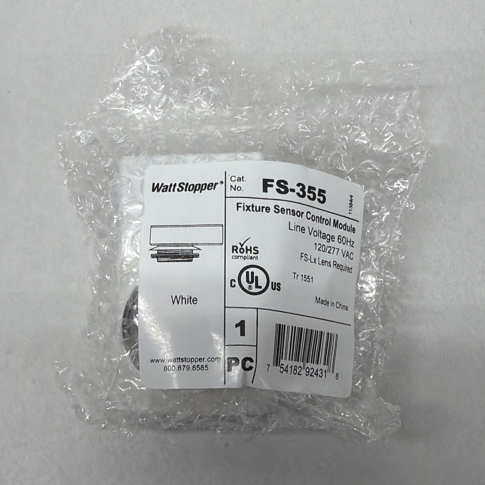 NEW WattStopper FS-355 Light Sensor Control Module with FS-L2W Sensor Lens