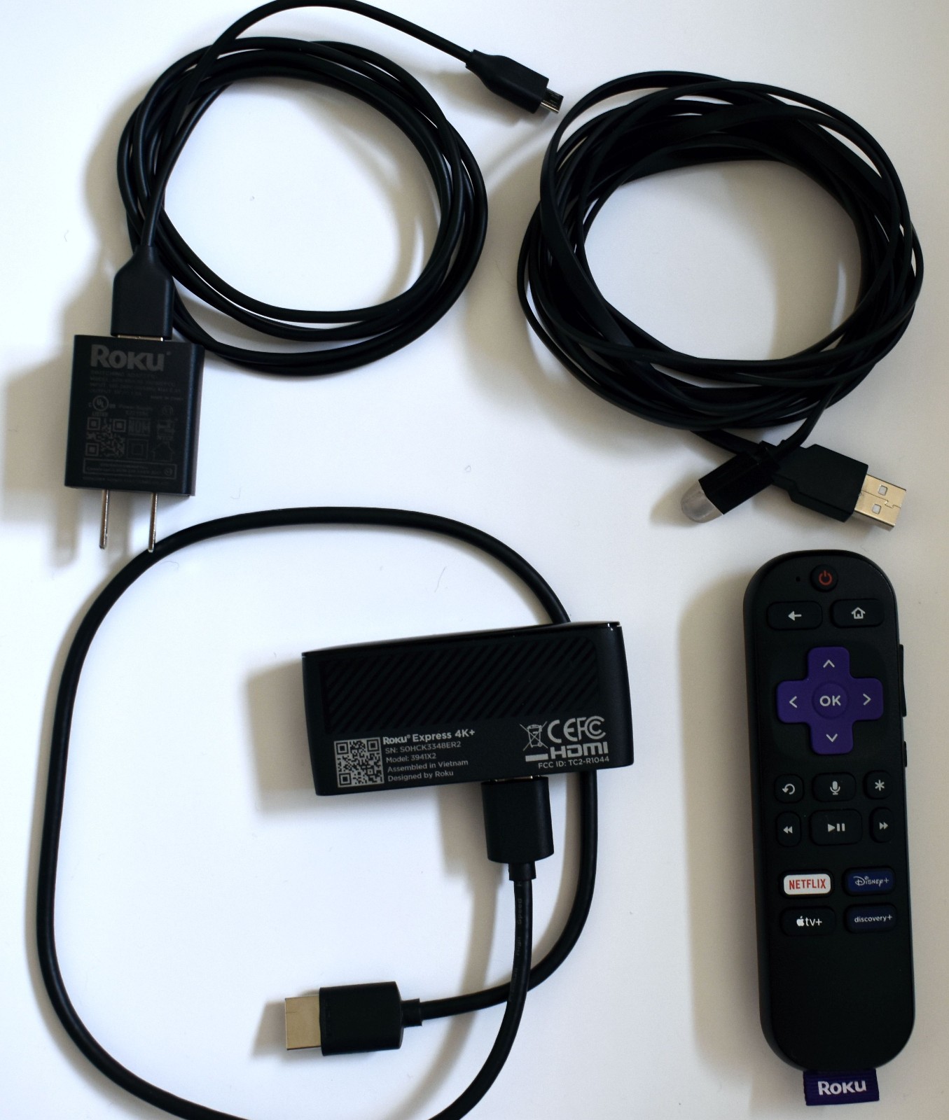 Roku Express 4K+ 3941X Streaming Media Player with Remote & 10' Power Cable