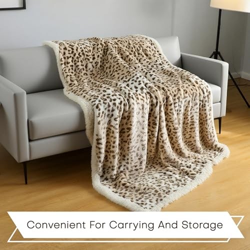 Electric Heated Blanket Queen Size 84x90inches-Queen E-beige Leopard Print