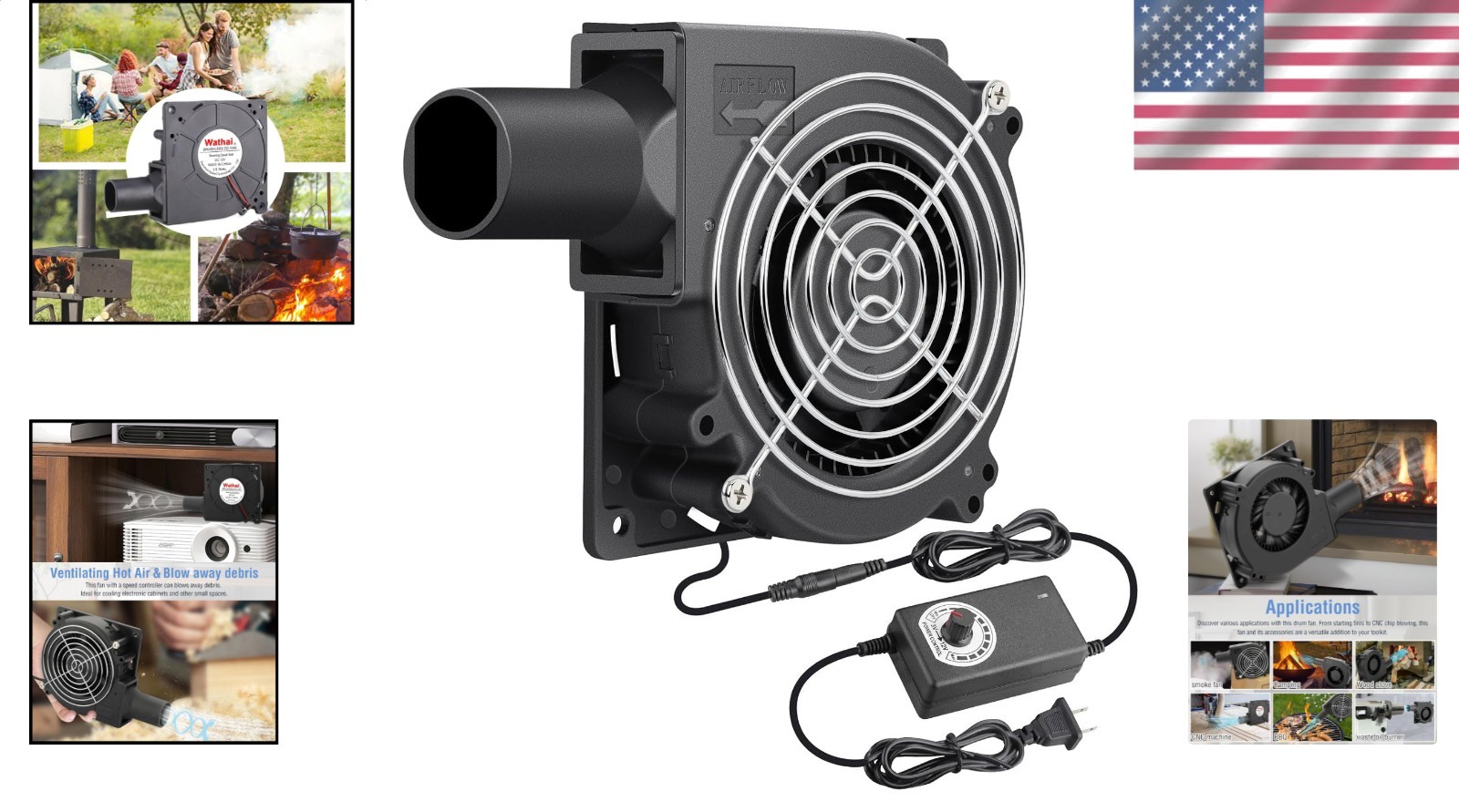 Versatile Blower Fan AC 110V 12V Variable Speed BBQ Smoker CPU Inflatable Decor