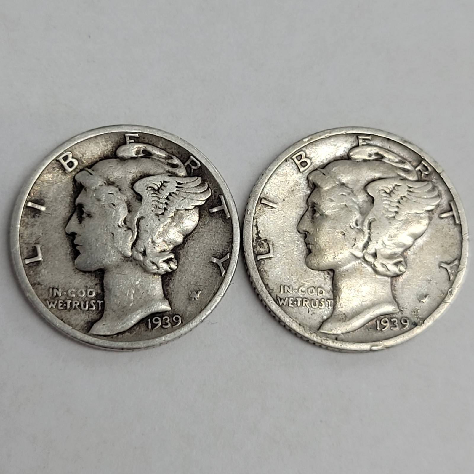 2 Mercury Dimes 90% Silver  1939 & 1939-S / You Buy What You See