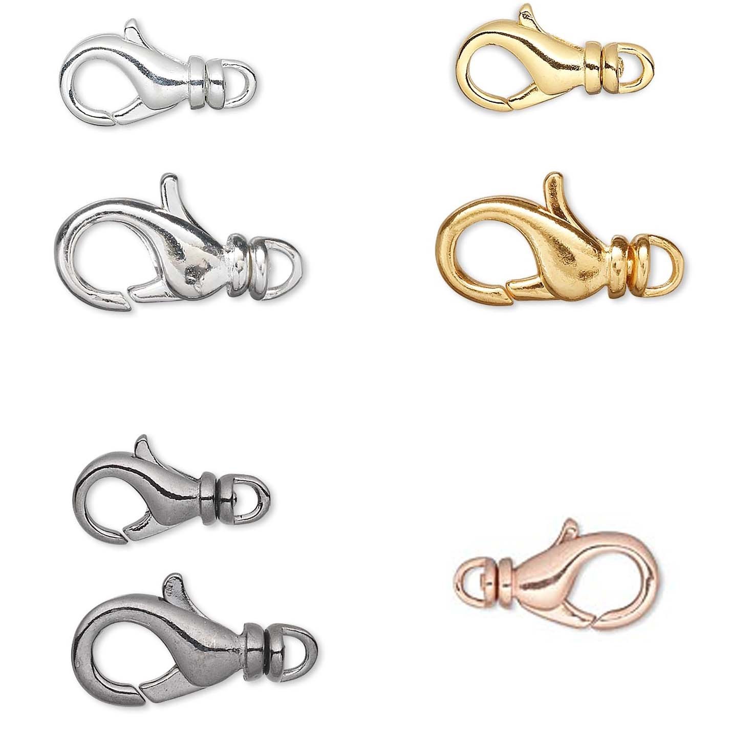 Lobster Claw Clasp With Swivel for Jewelry Sizes Small - Big Plated Brass Metal