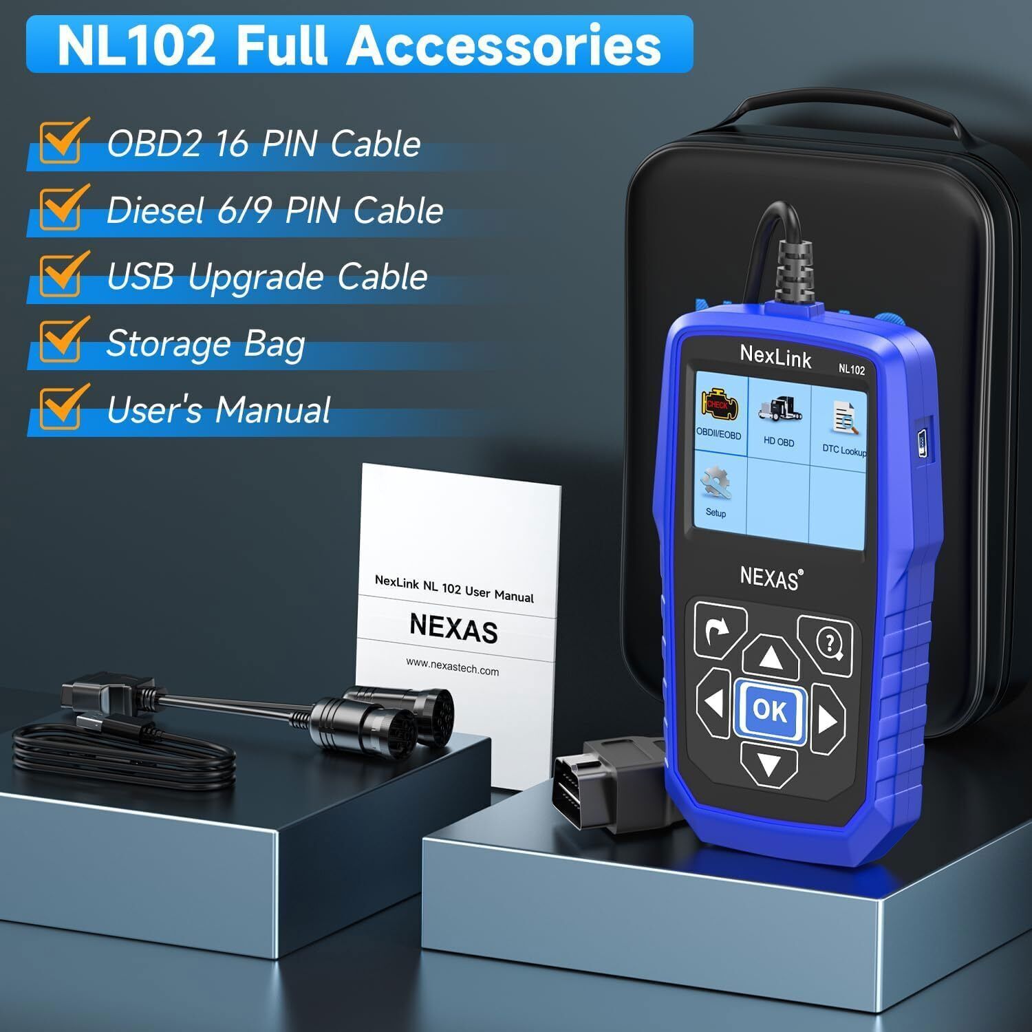 NEXAS NL102 HD HEAVY DUTY DIESEL TRUCK DIAGNOSTIC SCANNER TOOL CODE READER