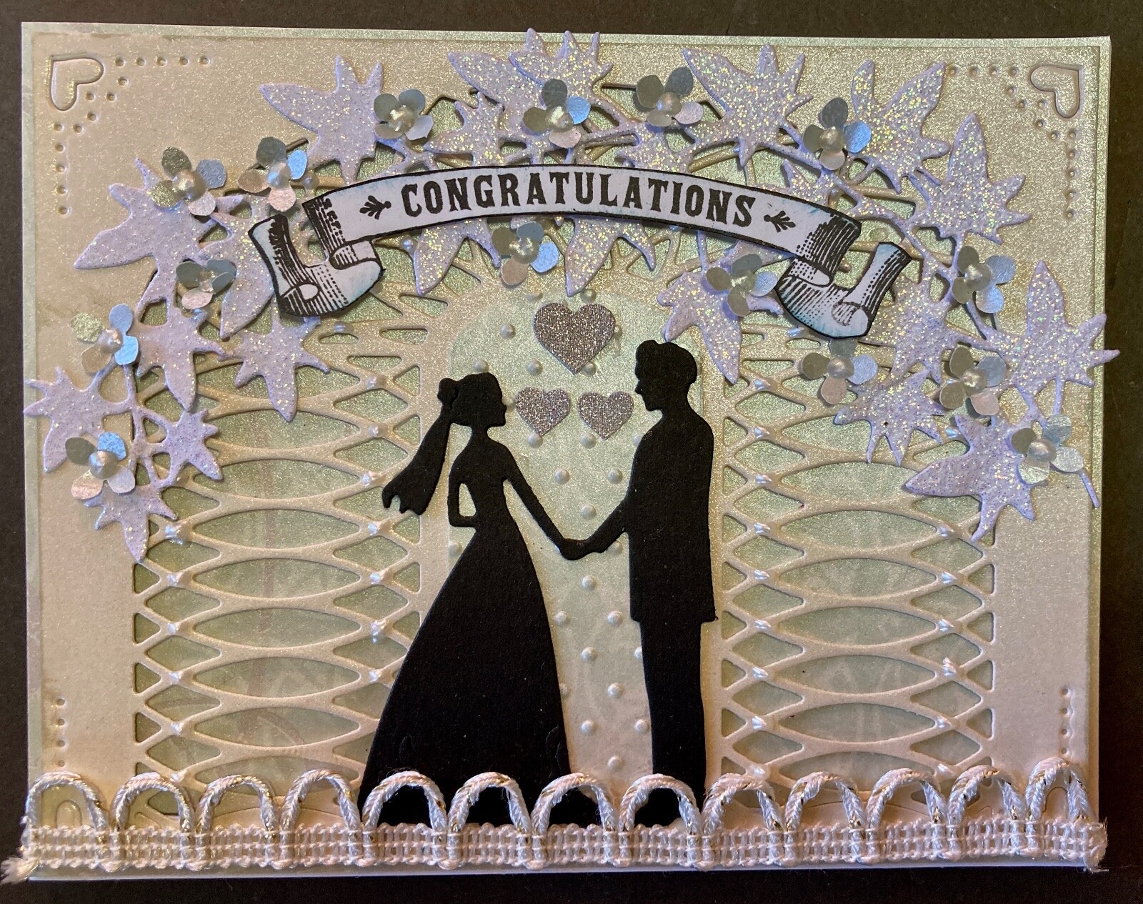 WEDDING - "Congratulations" Silhouette Couple - handmade card by DEE