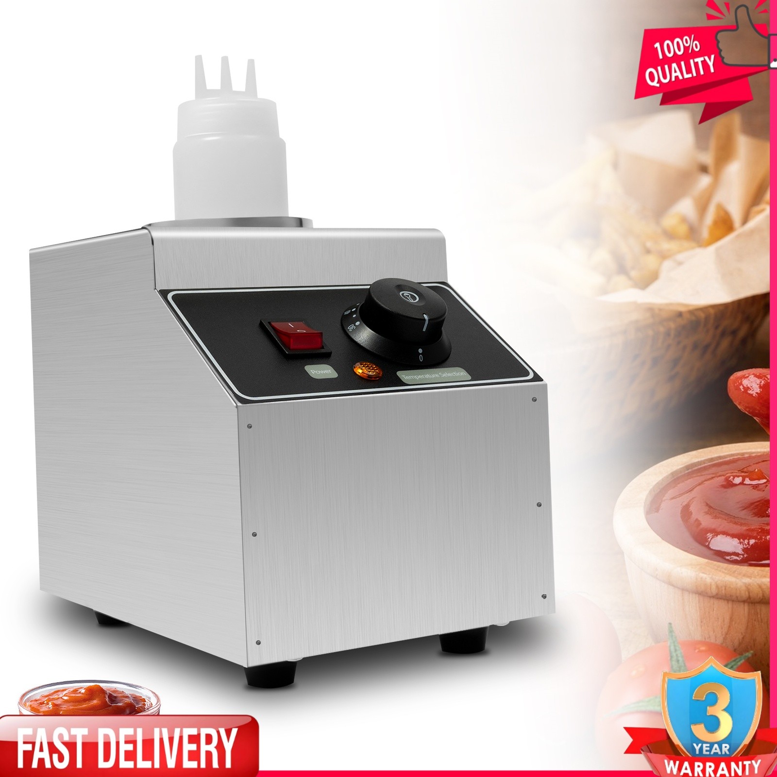 650ML Electric Countertop Nacho Cheese Sauce Warmer Pump Dispenser 110 V 80W US