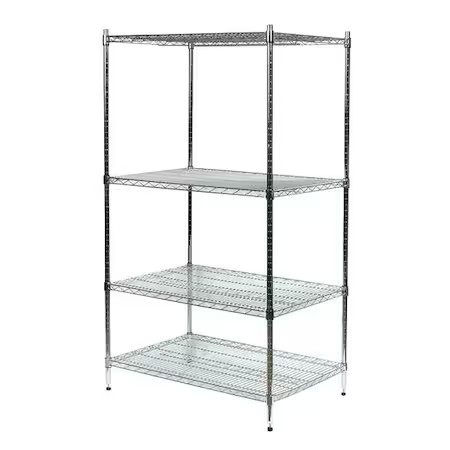 Wire Shelving Unit, 18"D X 60"W X 85"H, 4 Shelves, Chrome, 2Kpd9