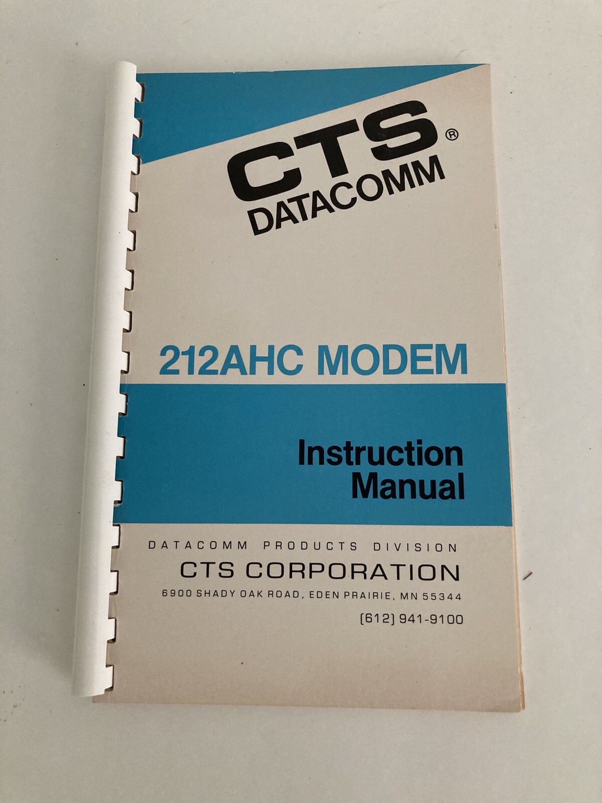 CTS DataComm 212 AHC External Modem Instruction Manual