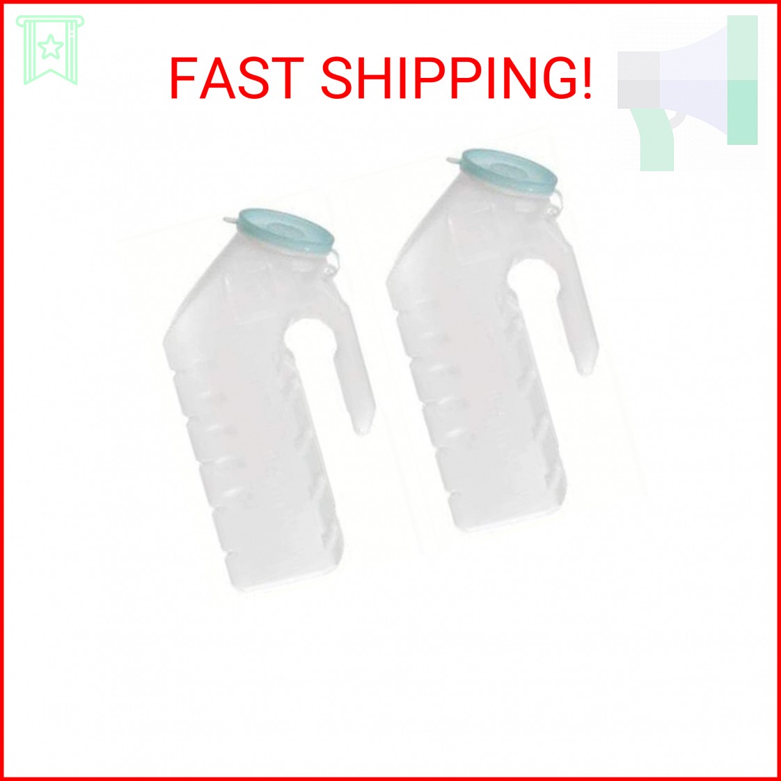 Global Deluxe Male Urinal Incontinence Pee Bottle 32oz./1000ml with Cover (Glow