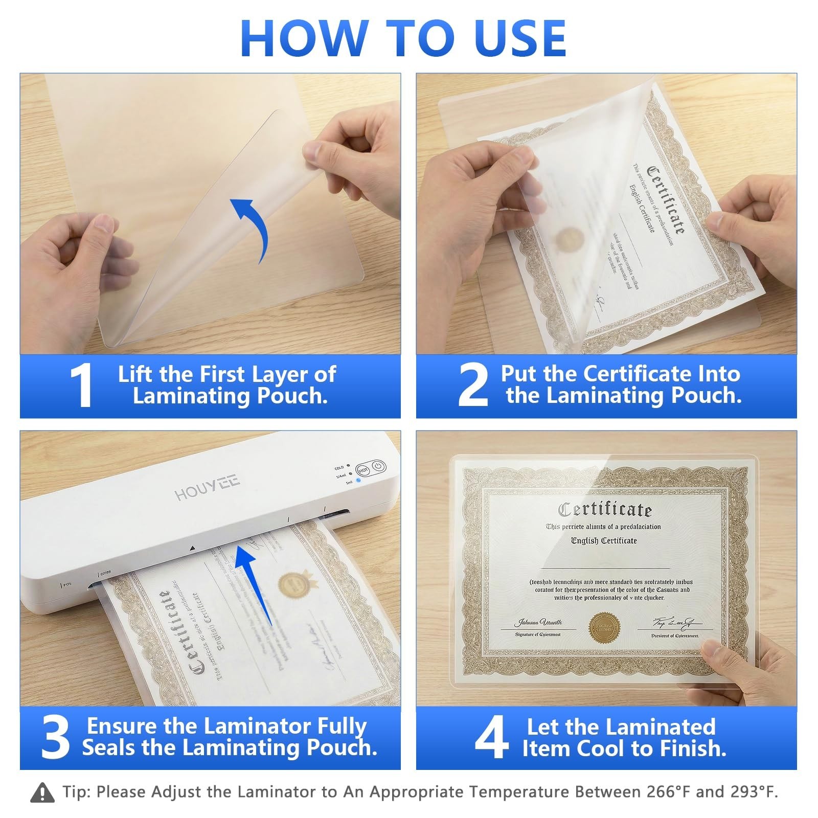 HOUYEE Laminating Sheets 5 Mil, Universal Fit for All Thermal Laminators, 150...