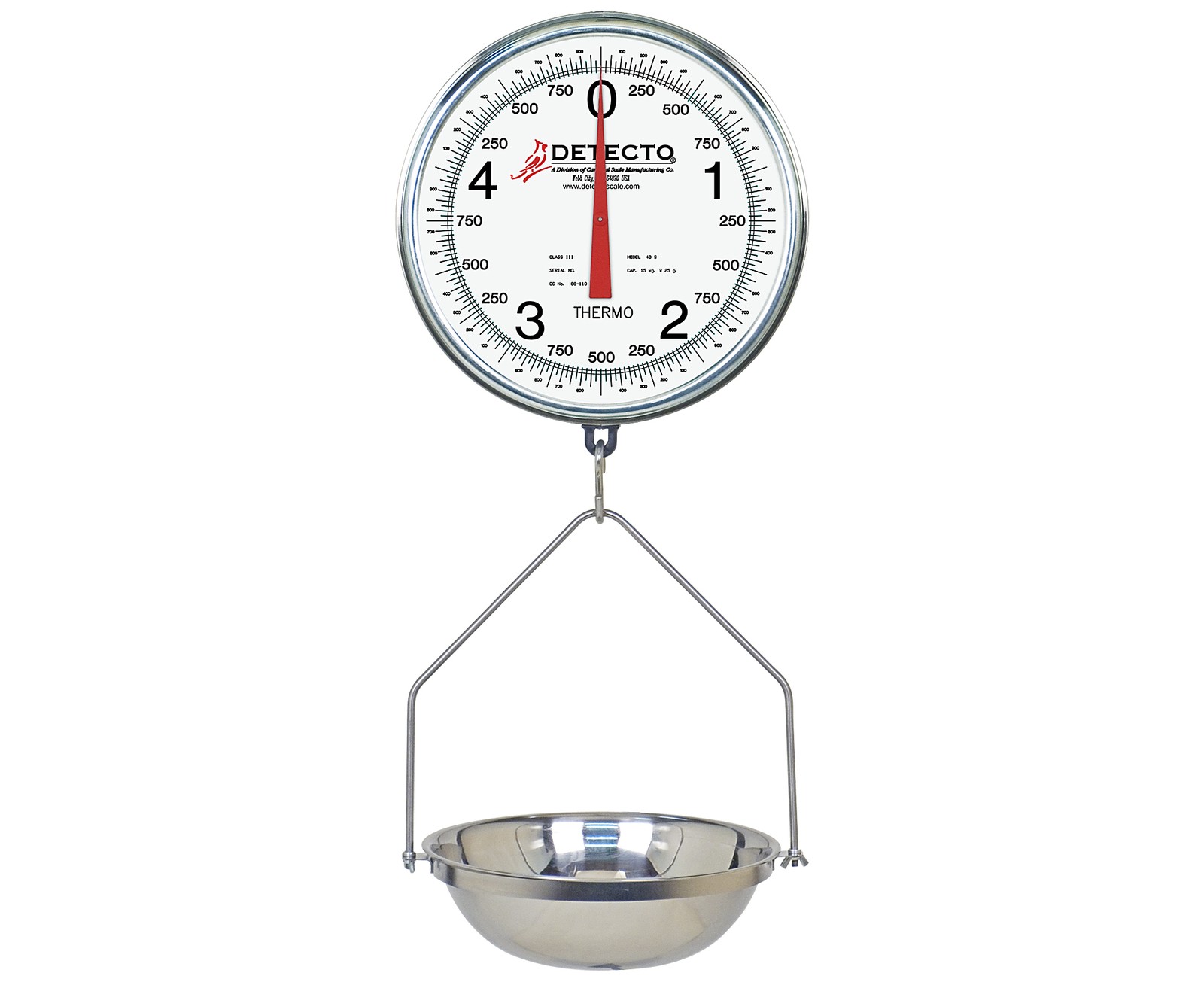 Detecto, T3530KG, Dual Dial Hanging Scale, 15 kg x 25 g, NTEP