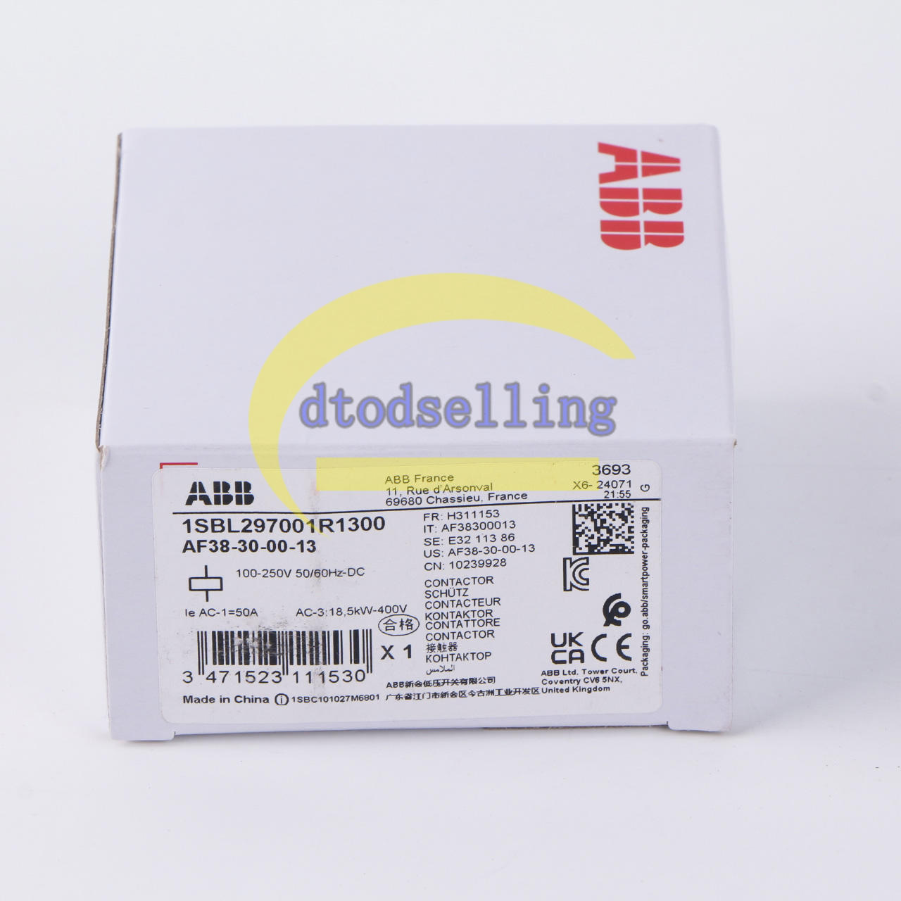 ABB Contactor AF38-30-00-13 AC/DC100-250V 50/60Hz 38A 1SBL297001R1300 NEW IN BOX