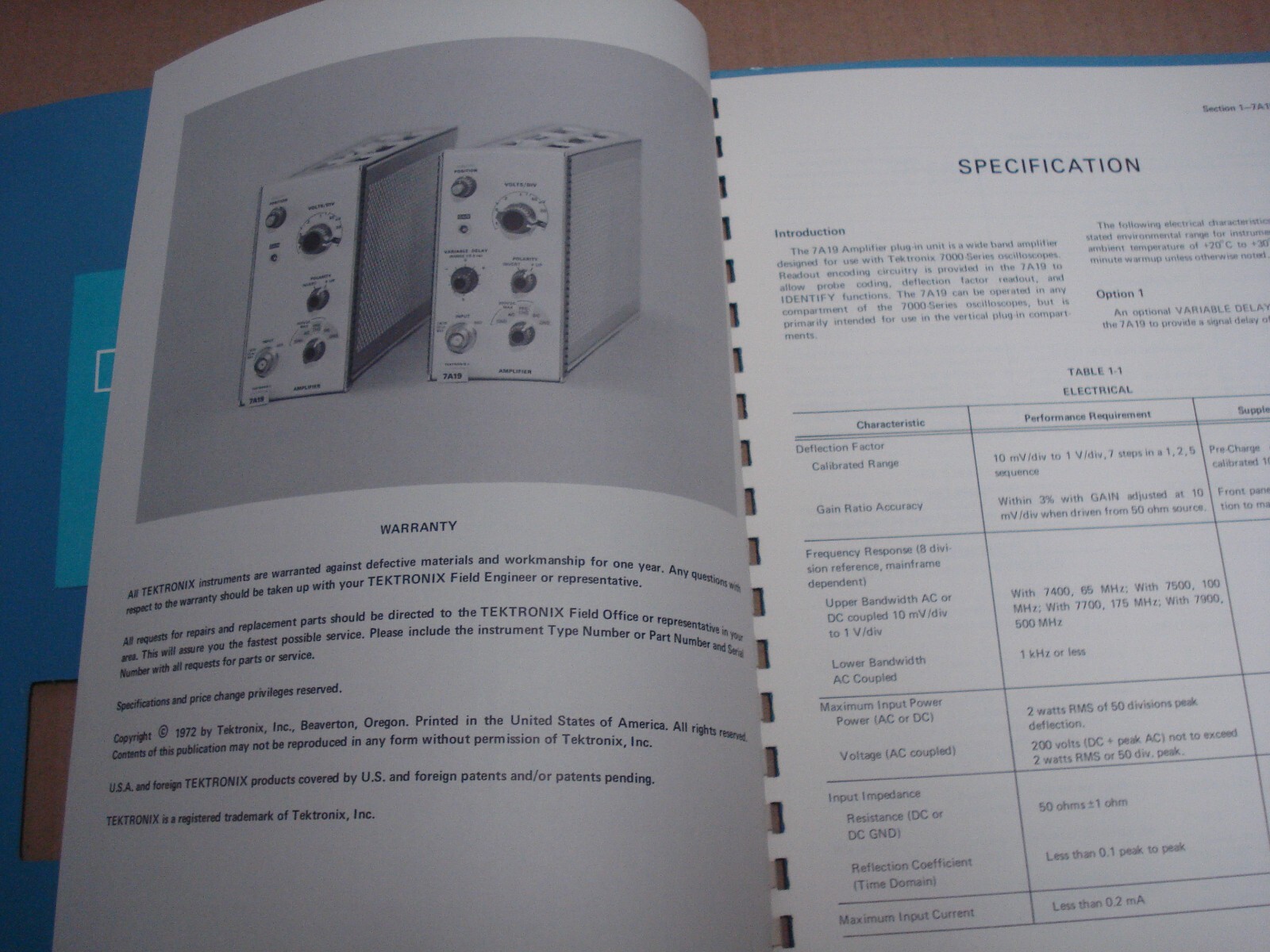 Tektronix 7A19 Amplifier Operators Instruction Manual