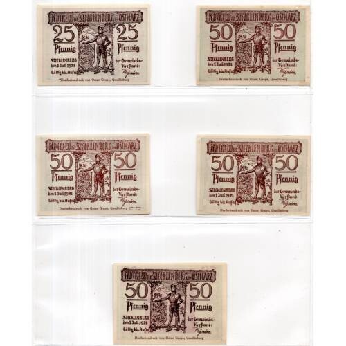 1921 Germany Stecklenberg Notgeld Set of 5 Notes (526)