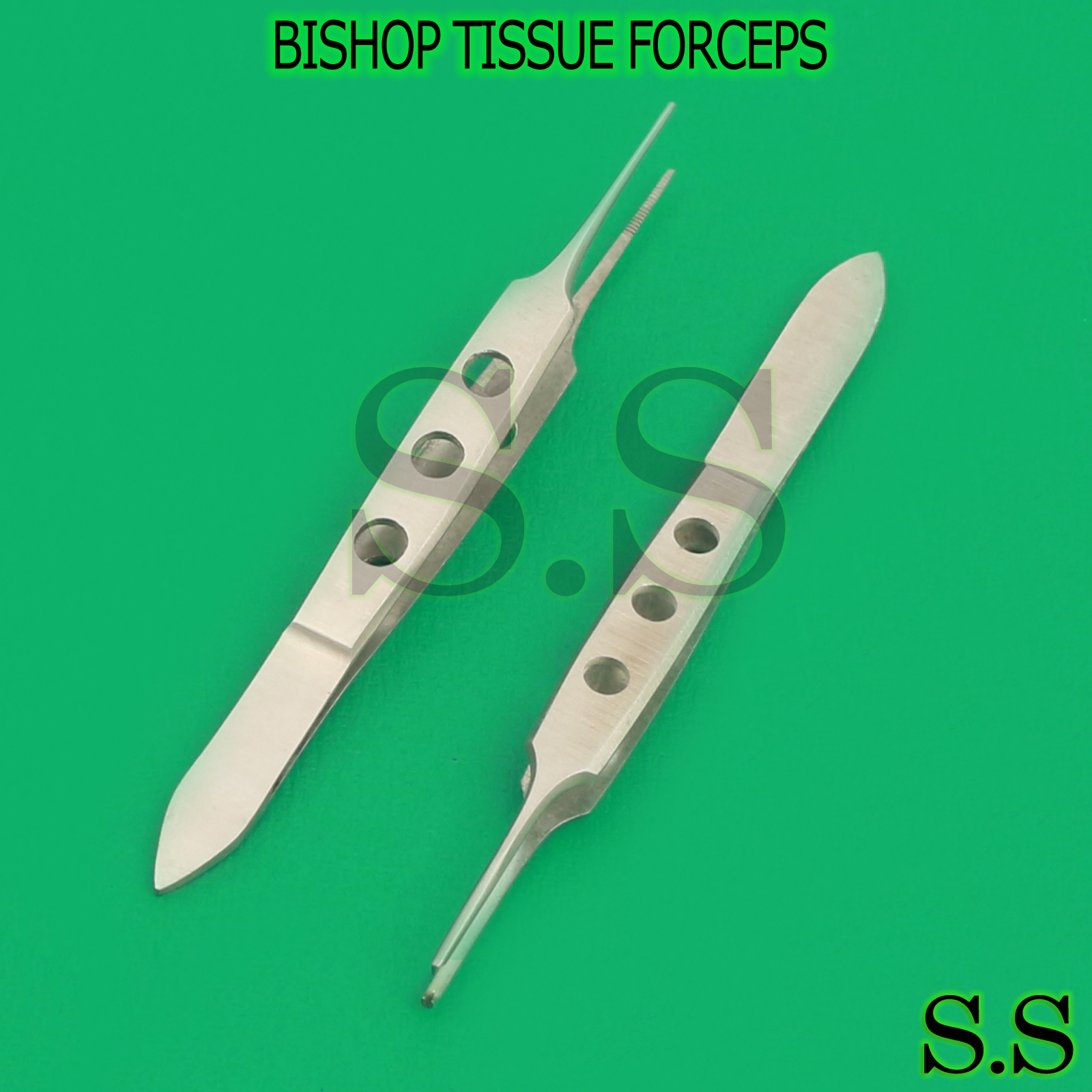 2 BISHOP HARMON TISSUE FORCEPS 1X2TEETH+SERRATED MICRO FINE TIP PLASTIC SURGERY