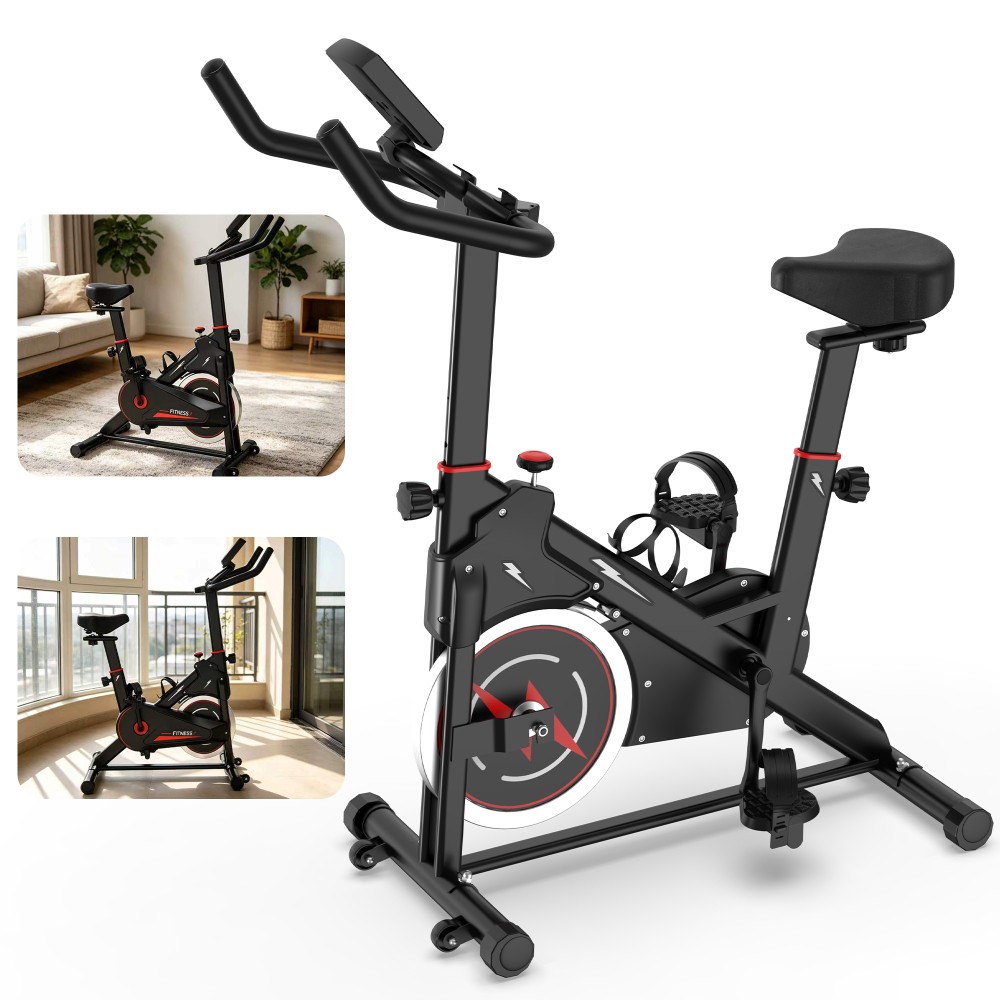 Indoor Exercise Bike Stationary Cycling Bike with Monitor Adjustable Resistance