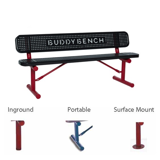 Wabash SG303PBB Signature Series 6'L Perforated Pattern Inground Buddy Bench
