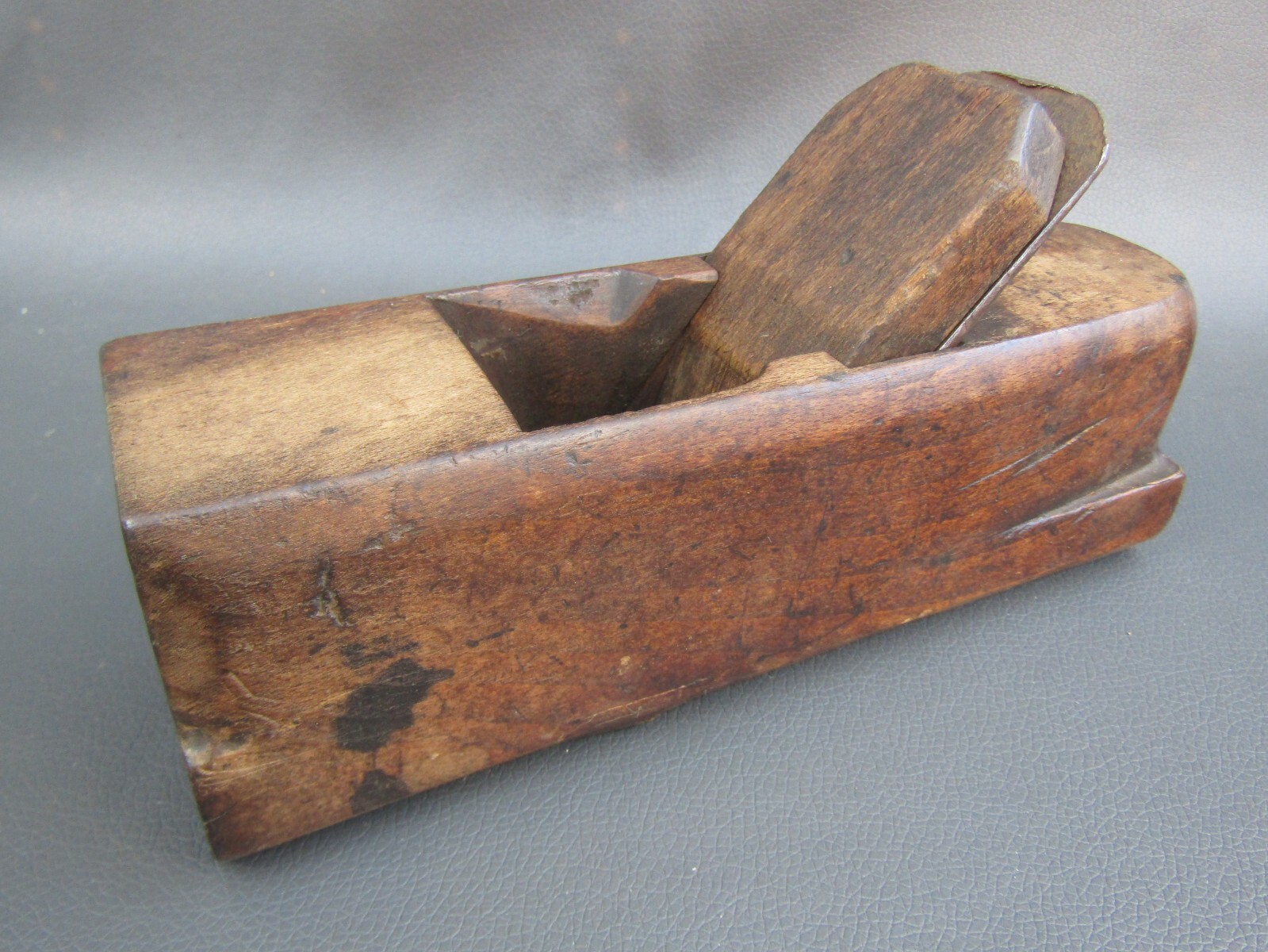 Wooden forkstaff spar mast plane vintage old tool with W Staley iron