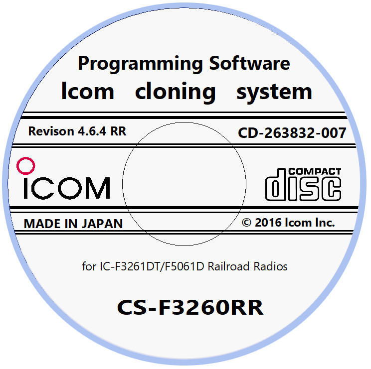 Icom CS-F3260RR V. 4.6.4 Cloning Software for IC-F3261DT/F5061D Railroad Radios