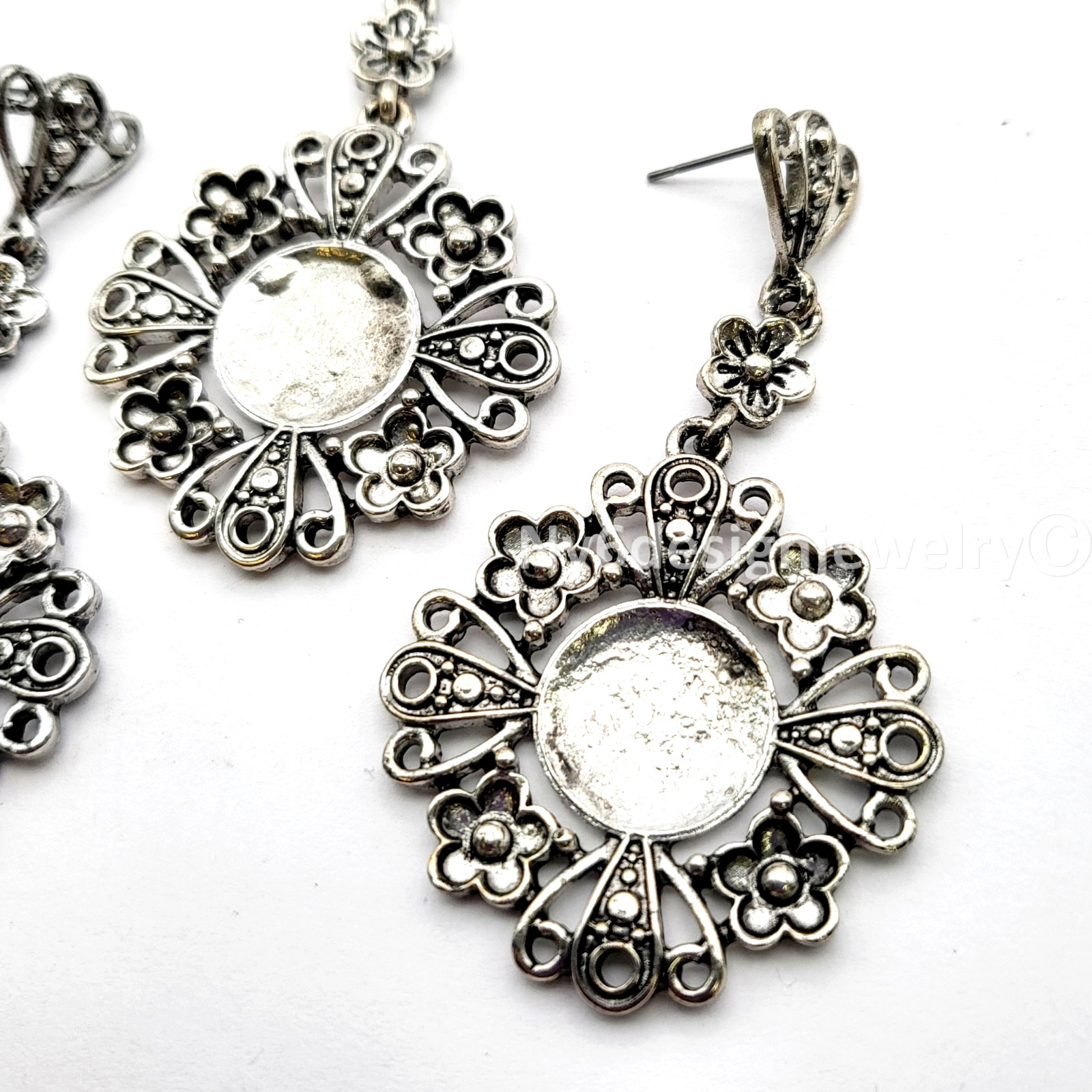 34mm Silver Pewter Earwire • 4pcs • Earring Findings • Jewelry Making Supplies