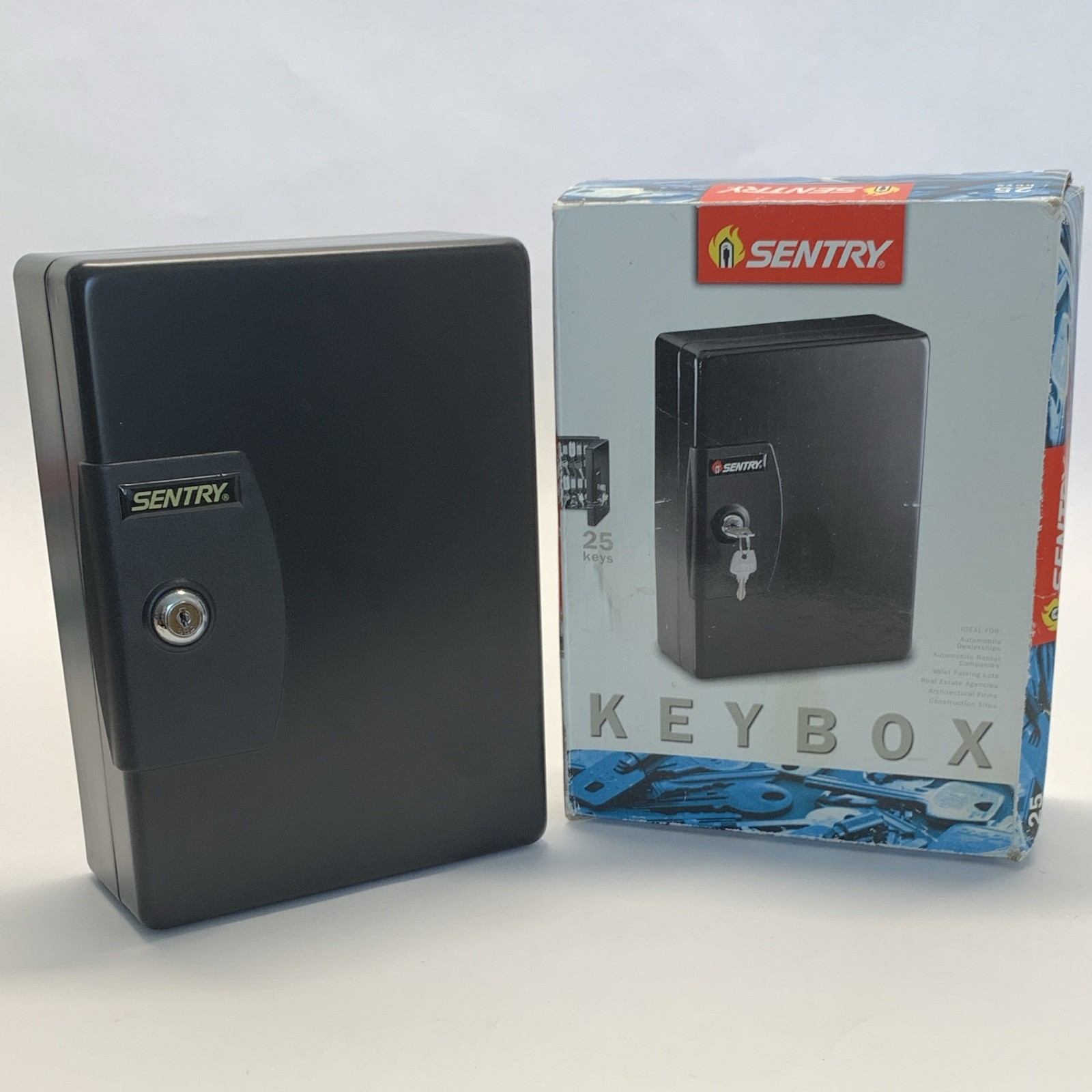 Sentry Large Key Box Key Lock Wall Mount Metal Black Matte Surface Mount