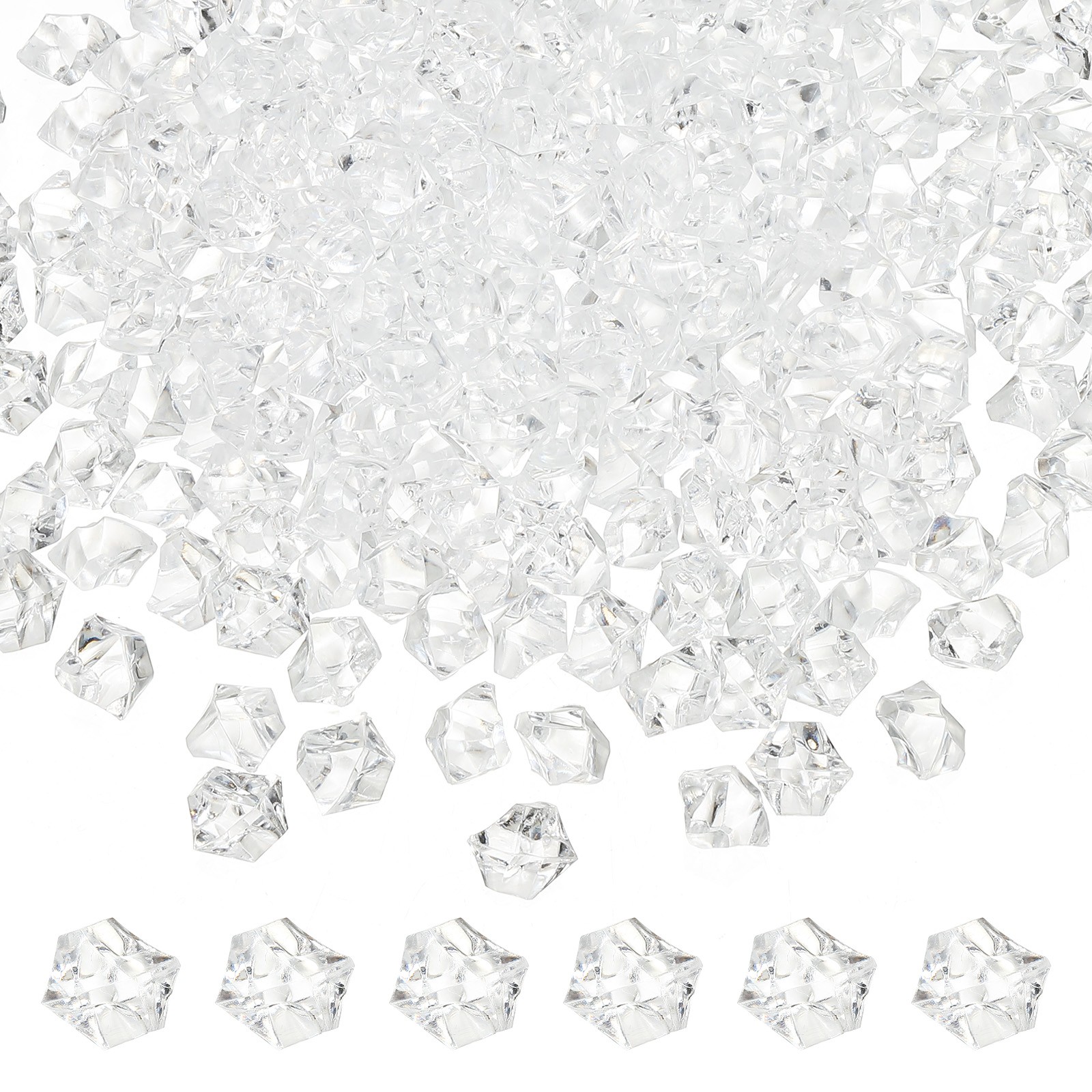 150-Pack Fake Ice Rocks, 18x25mm Crushed Ice Acrylic Gems Diamonds [Clear]