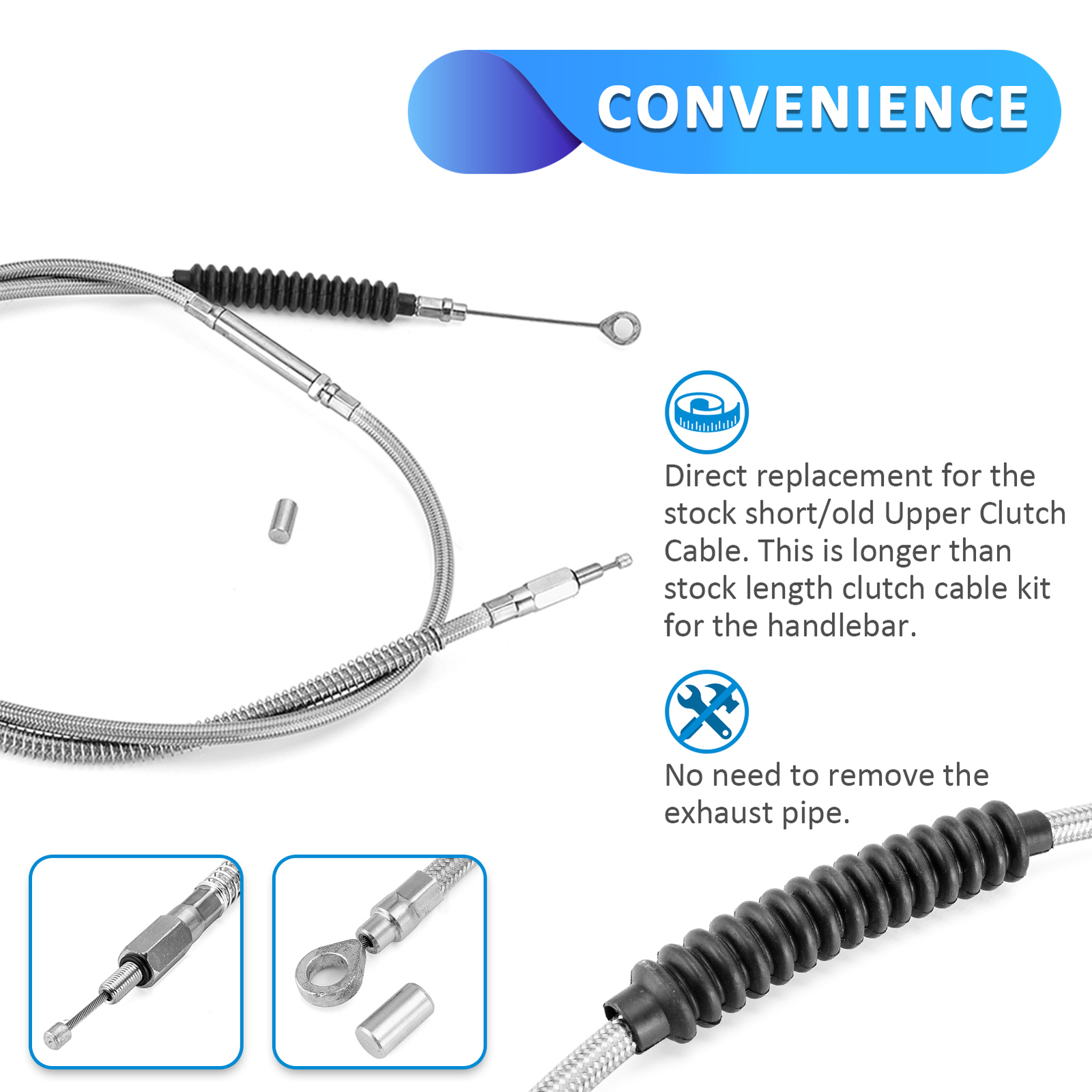 12" 14" Handlebar Extended Cable for Harley Softail Deluxe FLSTN 2011-2014 ABS
