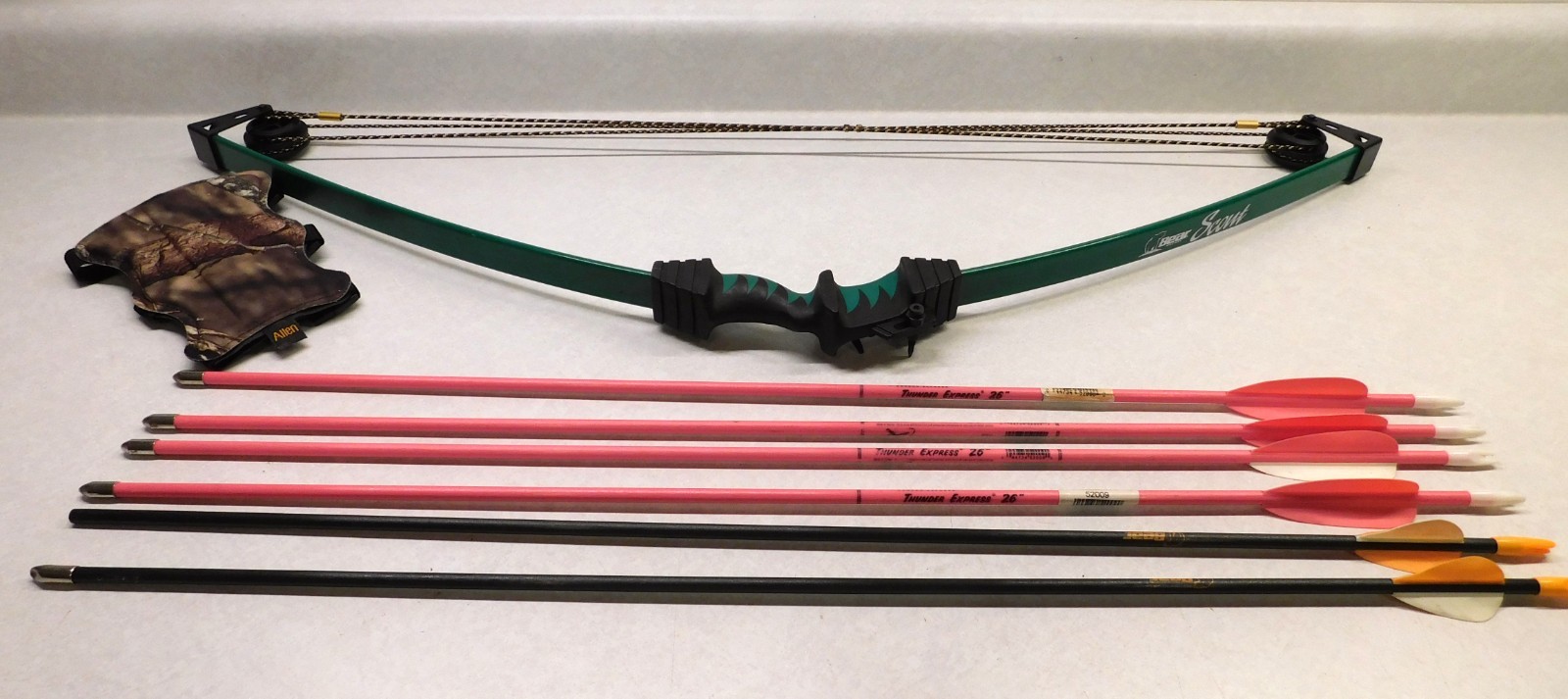 Bear Scout Youth Compound Bow 33” Green, 6 Arrows, Wrist Strap