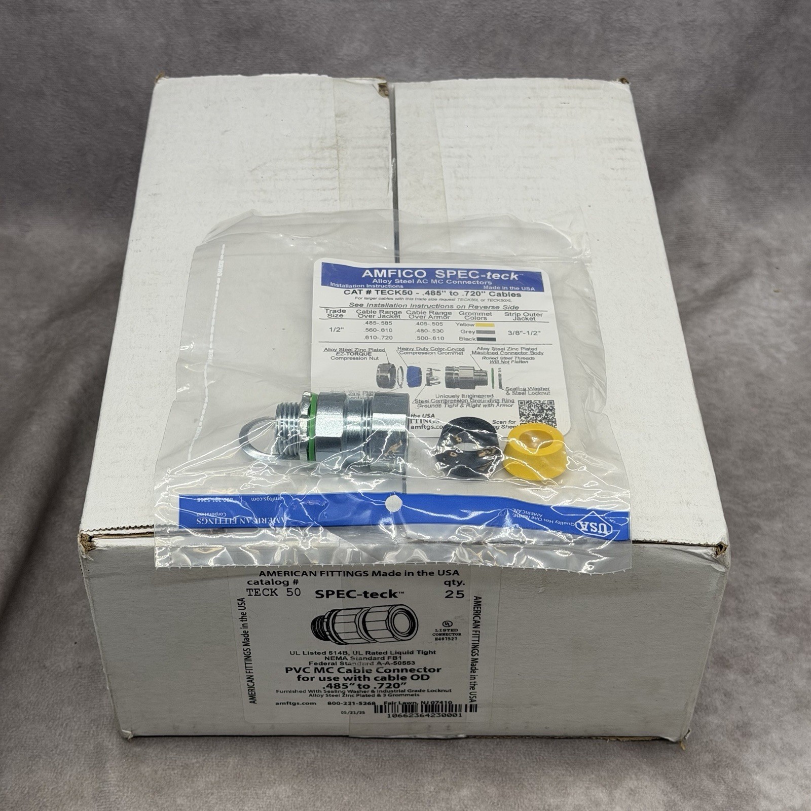 AMFICO SPEC-teck Alloy Steel AC MC Connector OD .485" to .720" Teck50 Case of 25