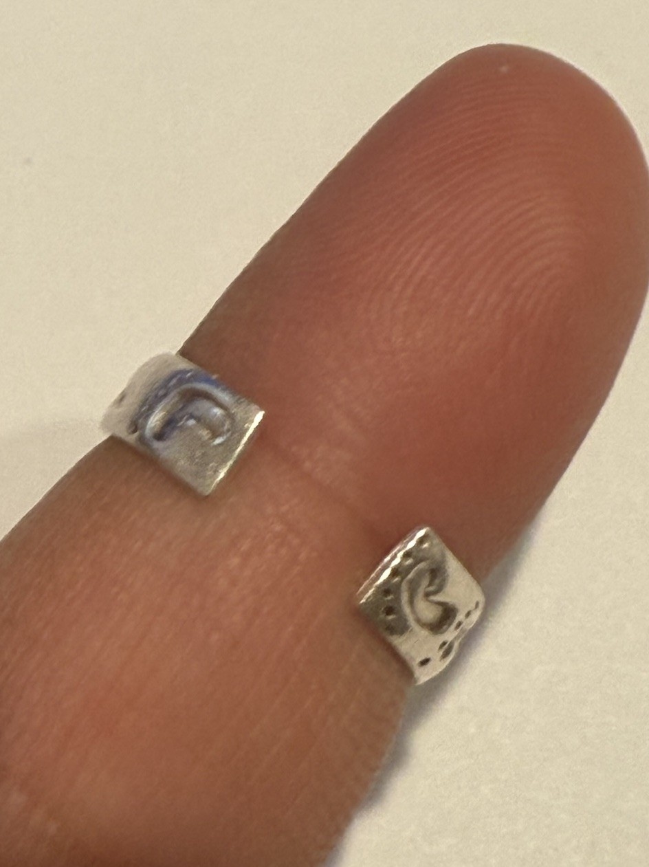 Sterling Silver Toe Ring Pinky Midi Foot Prints Open Back Adjustable