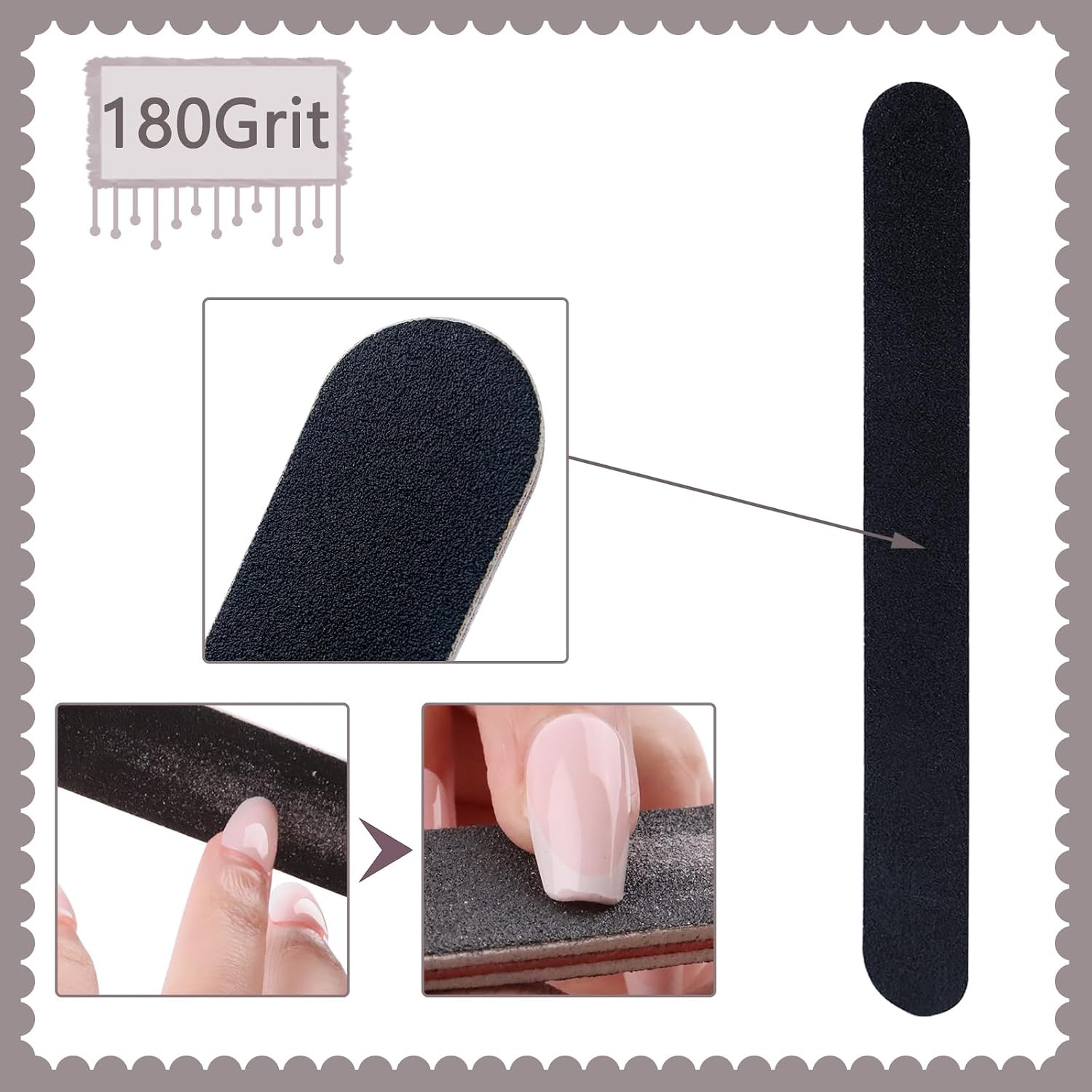 Nail File and Buffer Block, Professional Manicure Tools Kits, 100/180 Grit,