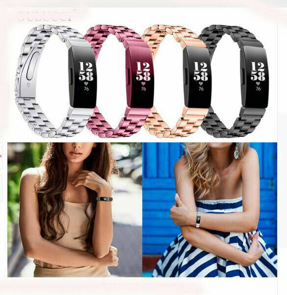 New Stainless Steel Solid Metal Watch Band Wrist Strap for Fitbit Inspire / HR
