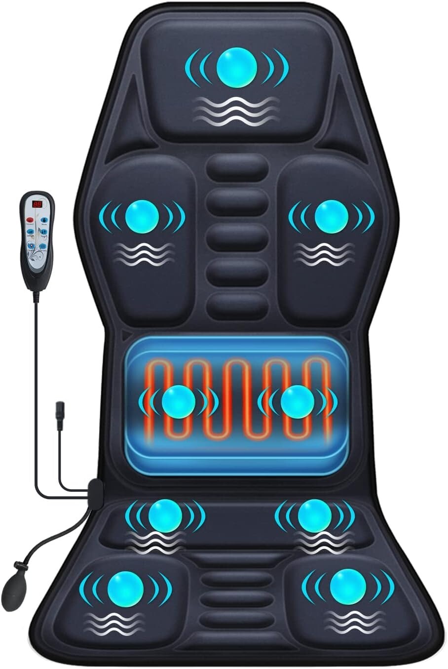 Cojín de masaje con calor para silla, 9 modos de masaje y soporte lumbar, ideal