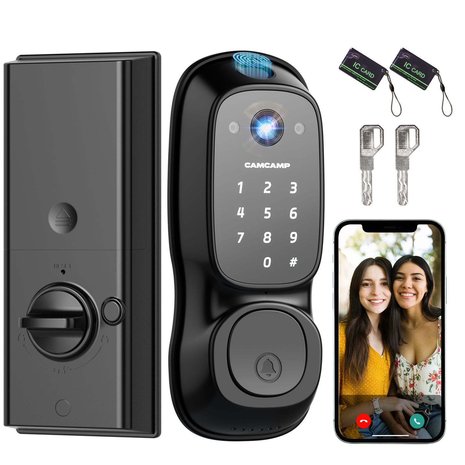 Fingerprint Security Video Smart Lock W/ Camera&Doorbell Keyless Entry Door Lock
