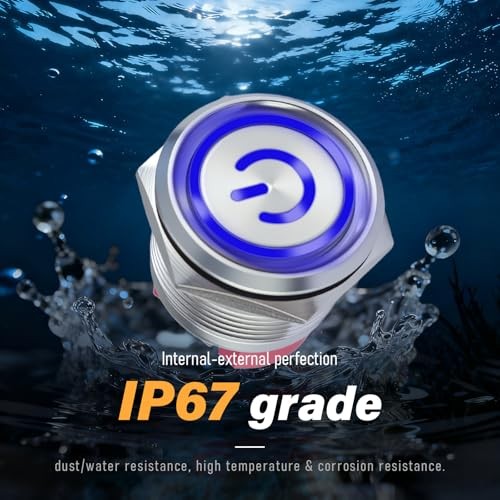15Amp Push Button Switch，(0.75") 12V-24V Latching Push Button Switch 19mm Red