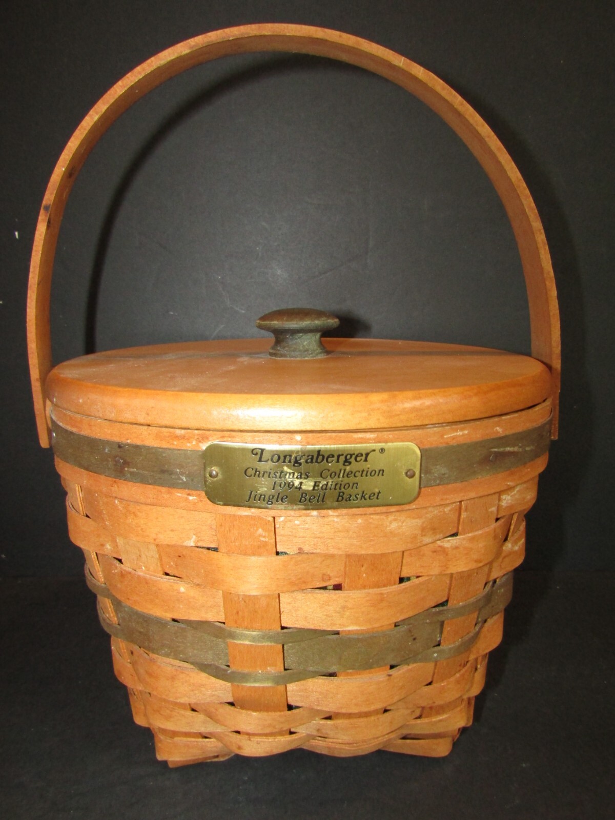 Longaberger 1994 Edition CHRISTMAS COLLECTION Basket Green LINER  Swing Handle